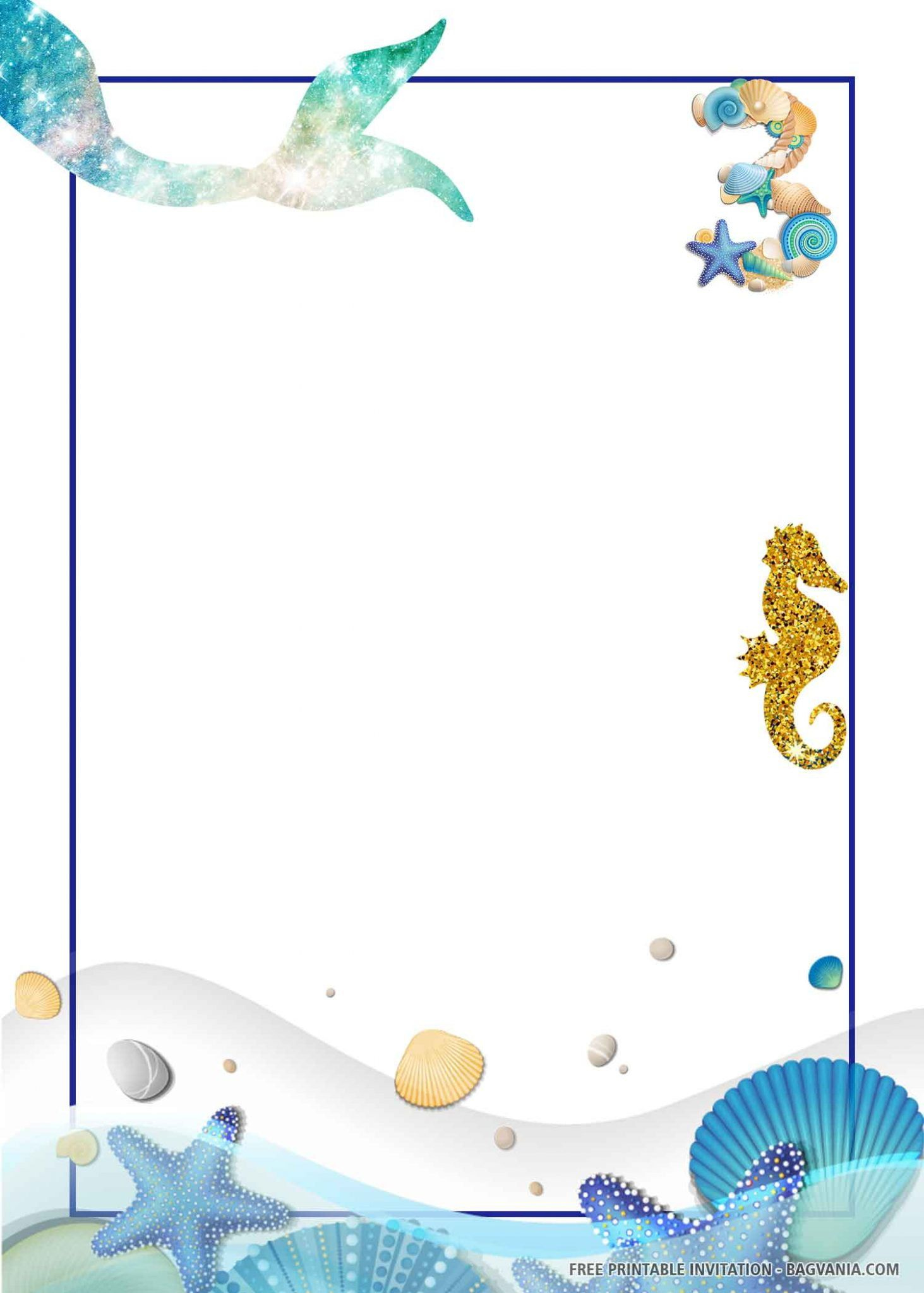 Free Printable) – Mermaid Birthday Invitation Templates | Free within Free Printable Mermaid Invitations