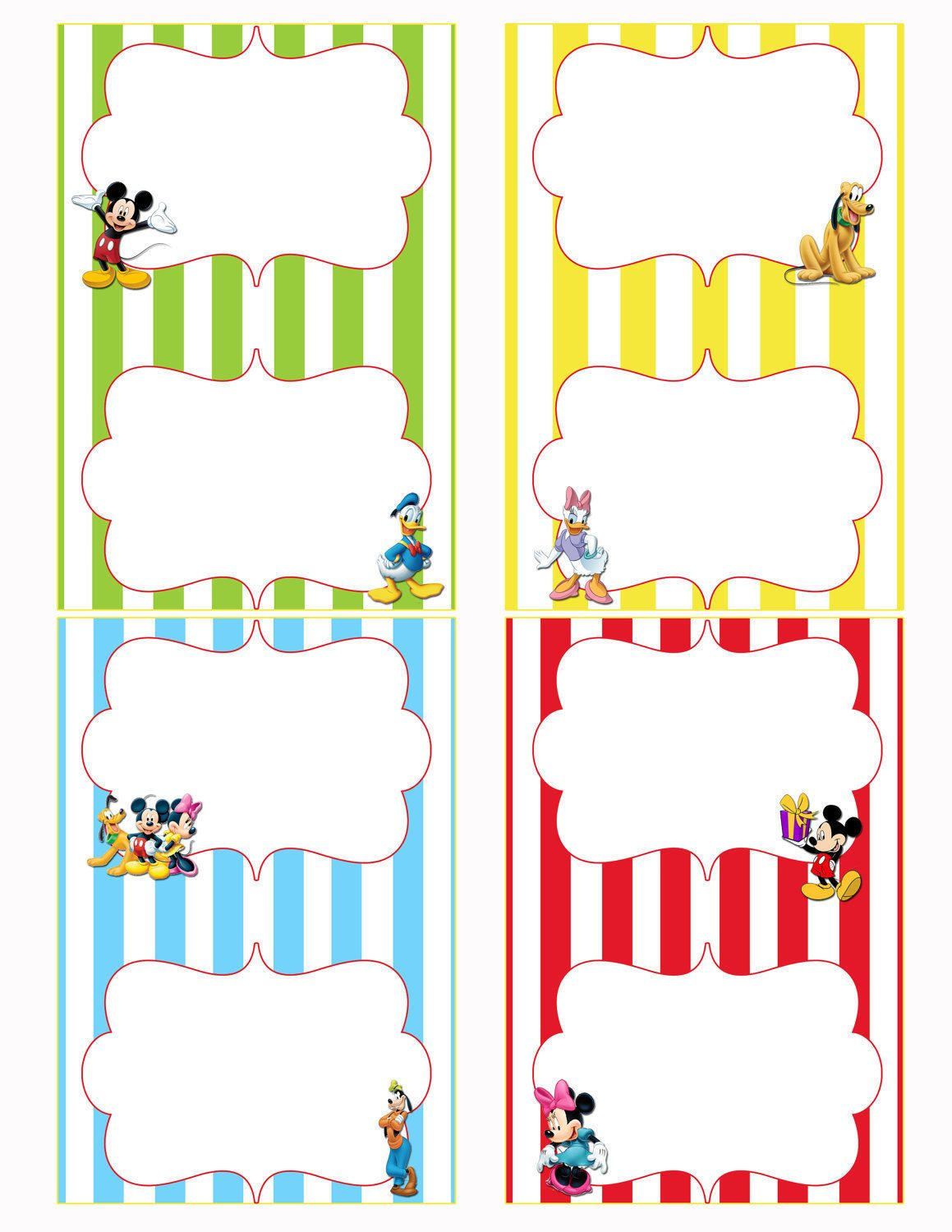 Free Printable Mickey Mouse Food Labels pertaining to Free Printable Mickey Mouse Favor Tags