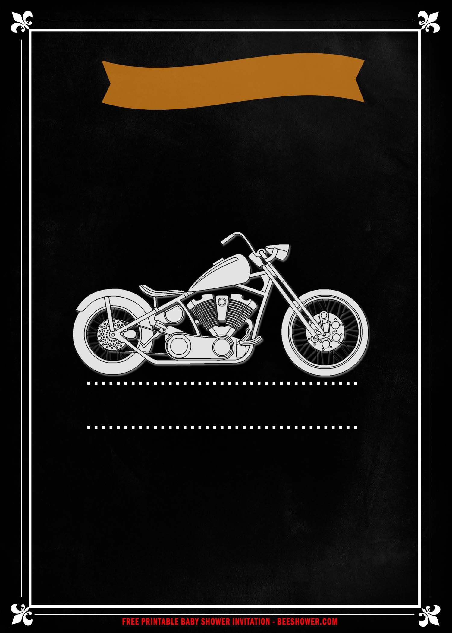 Free Printable) - Motorcycle Baby Shower Invitation Templates in Motorcycle Invitations Free Printable