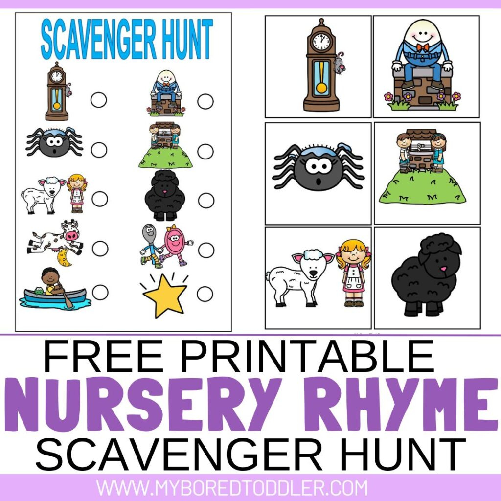 Free Printable Nursery Rhyme Scavenger Hunt - My Bored Toddler intended for Free Printable Nursery Rhymes