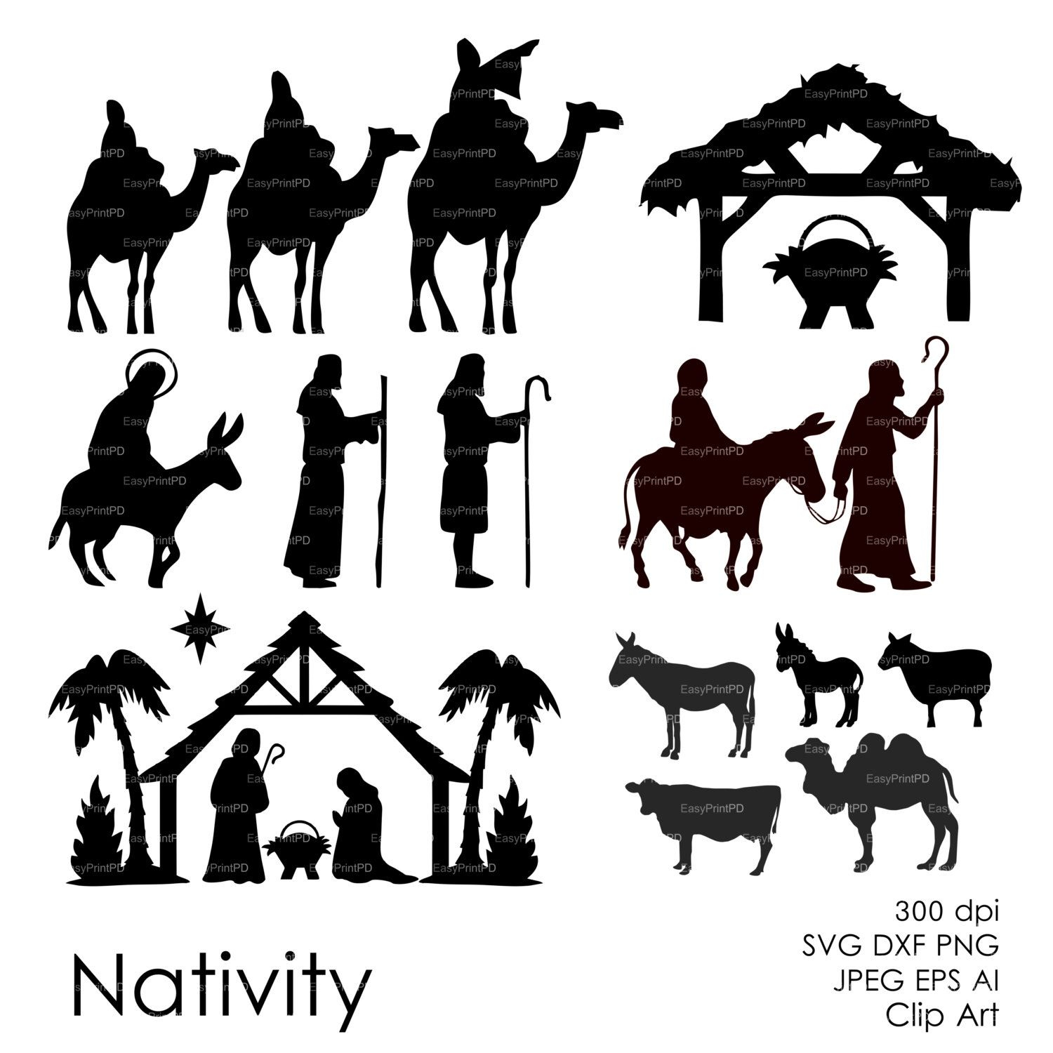 Free Printable Outline Printable Nativity Silhouette pertaining to Free Printable Nativity Silhouette