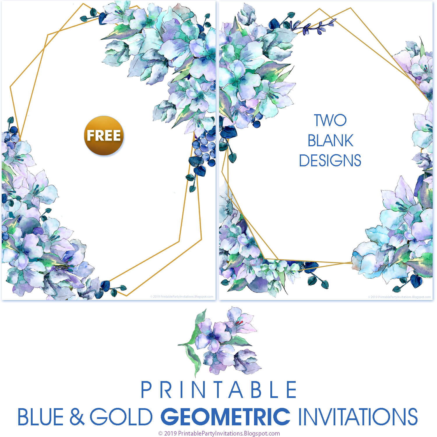 Free Printable Party Invitations: Blue Floral Wedding Invitations within Free Printable Wedding Scrolls