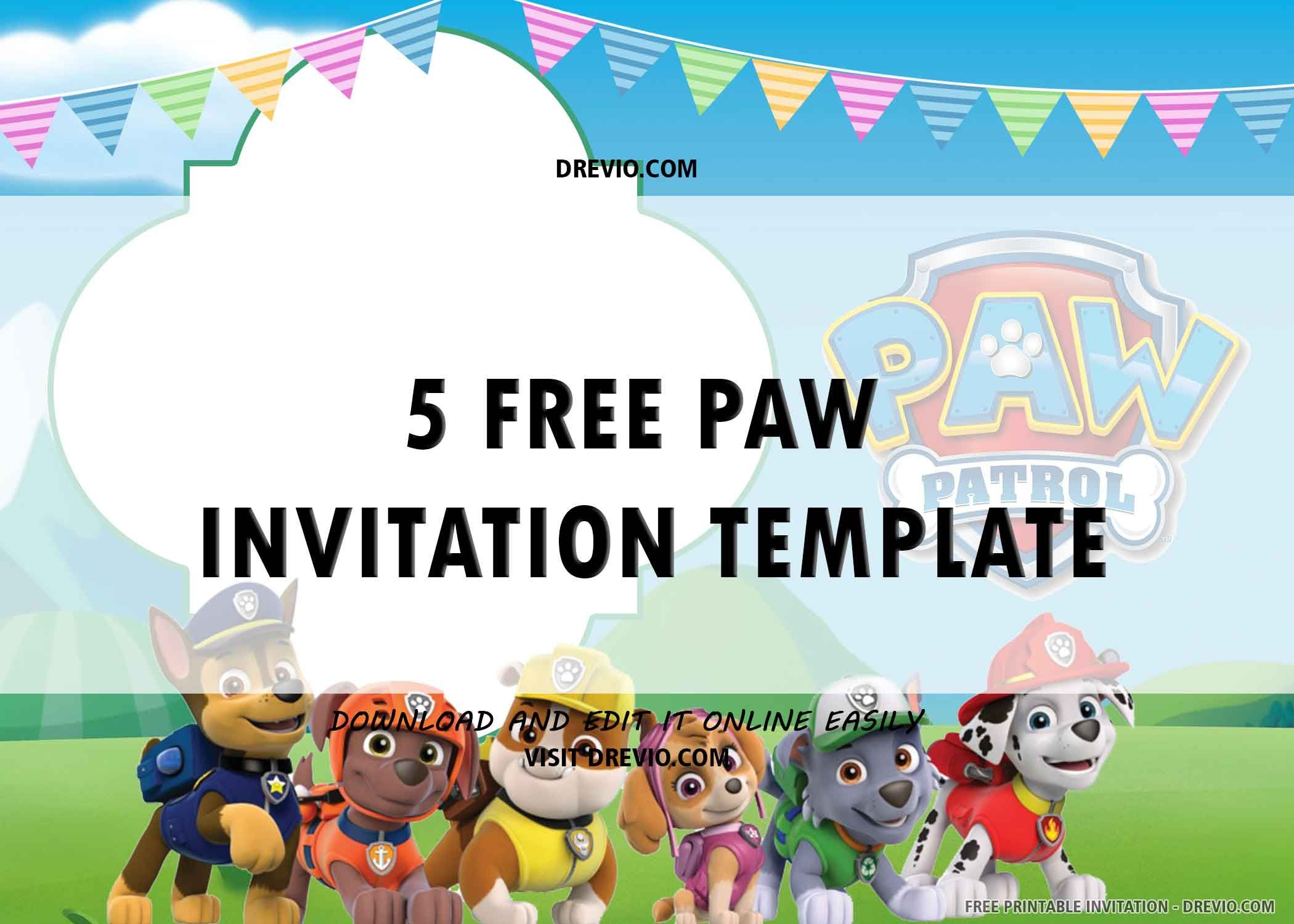 Free Printable) – Paw Patrol Birthday Invitation Template | Paw for Free Printable Paw Patrol Invitations