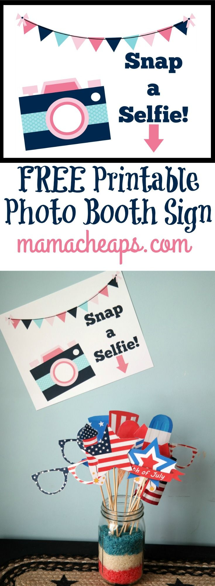 Free Printable Photo Booth Sign - Mama Cheaps® | Photo Booth Props in Selfie Station Free Printable