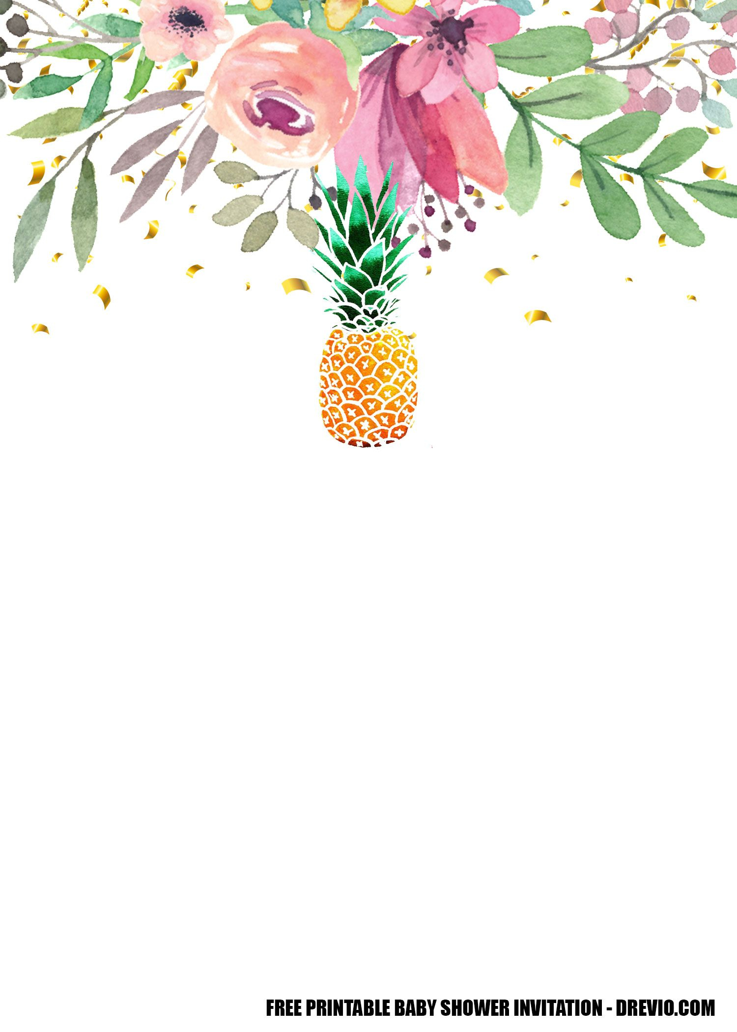 Free Printable Pineapple Baby Shower Invitation Templates | Drevio for Free Printable Pineapple Invitations