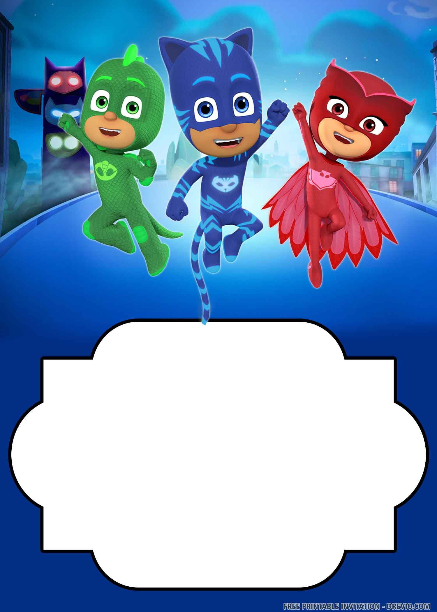 Free Printable) – Pj Masks Birthday Invitation Templates | Pj in Free Printable Pj Masks Invitations