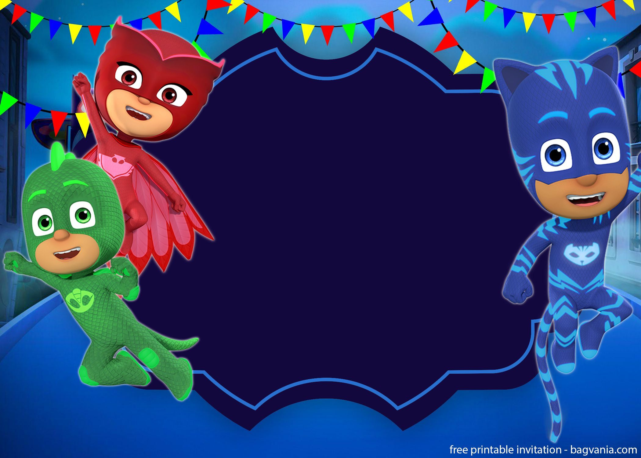 Free Printable Pj Masks Invitation Template with Free Printable Pj Masks Invitations