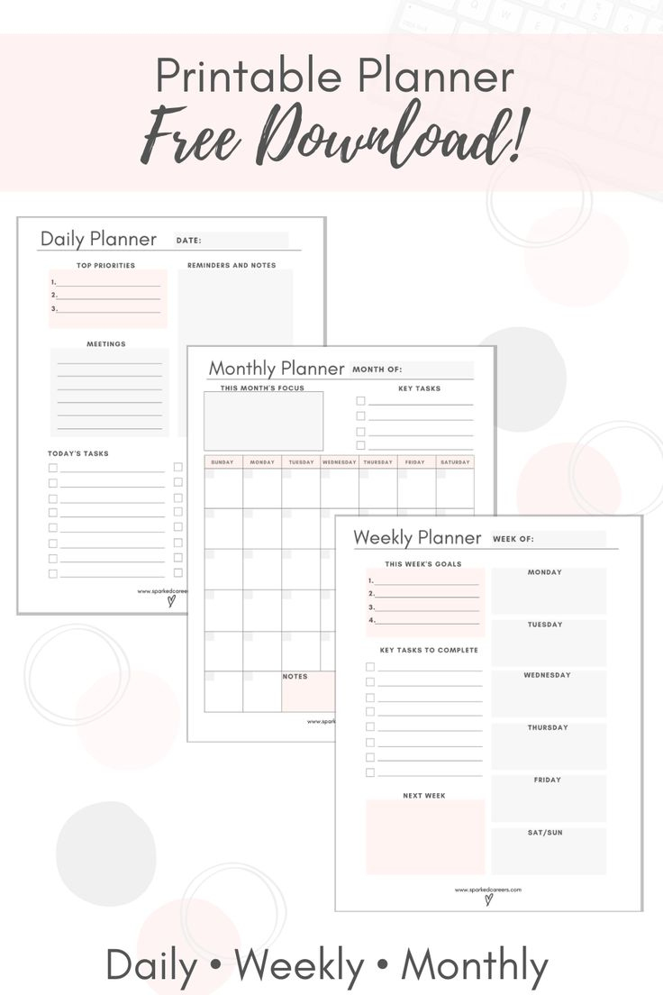 Free Printable Planner - Daily, Weekly, And Monthly regarding Planner Printable Free