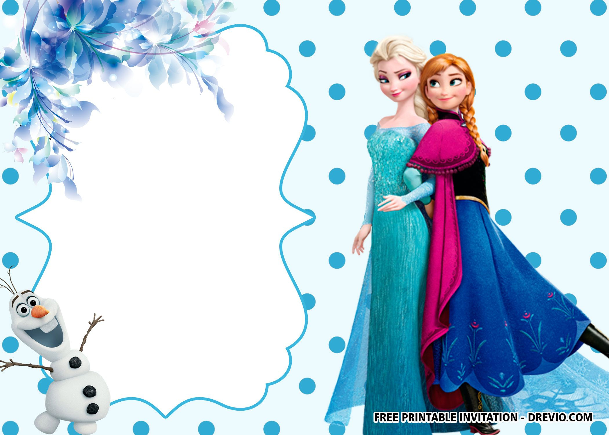 Free Printable Polkadot Frozen Invitation Templates for Free Printable Frozen Birthday Cards