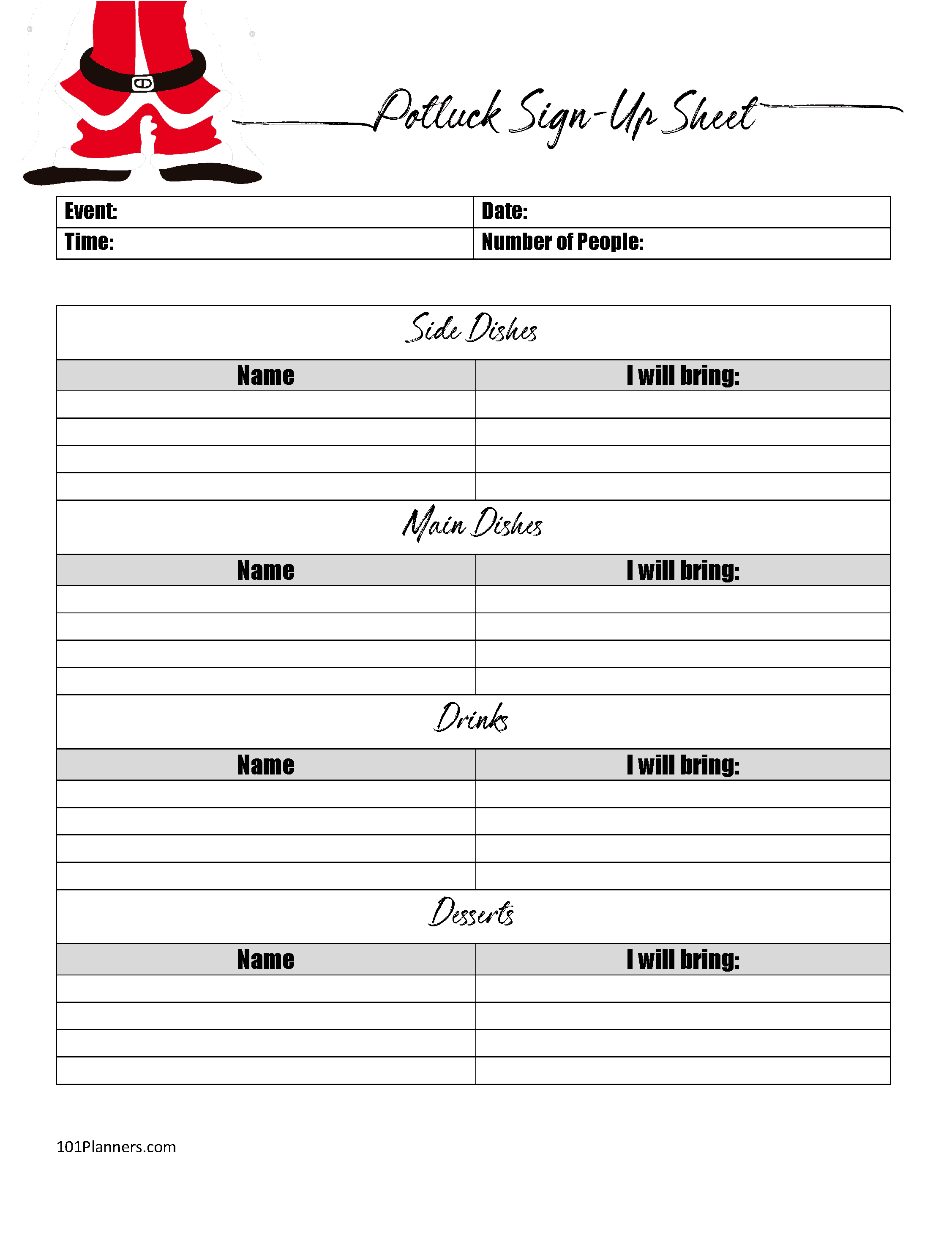 Free Printable Potluck Sign Up Sheet | Editable throughout Free Printable Sign Up Sheets For Potlucks