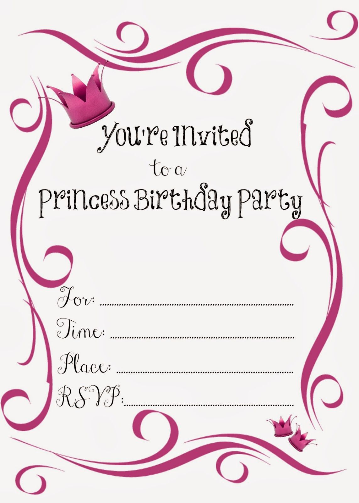 Free Printable Princess Birthday Party Invitations #Freeprintable regarding Free Printable Princess Invitations