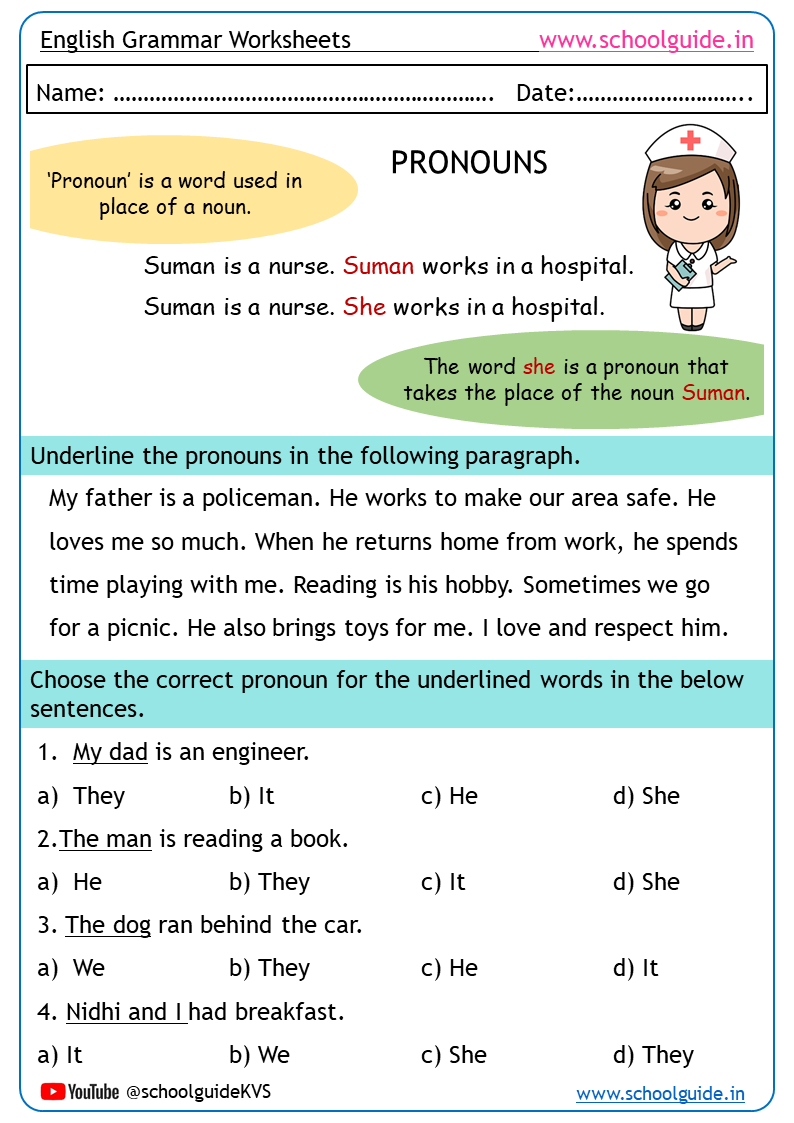 Free Printable Pronouns Worksheets intended for Free Printable Pronoun Worksheets for 2nd Grade