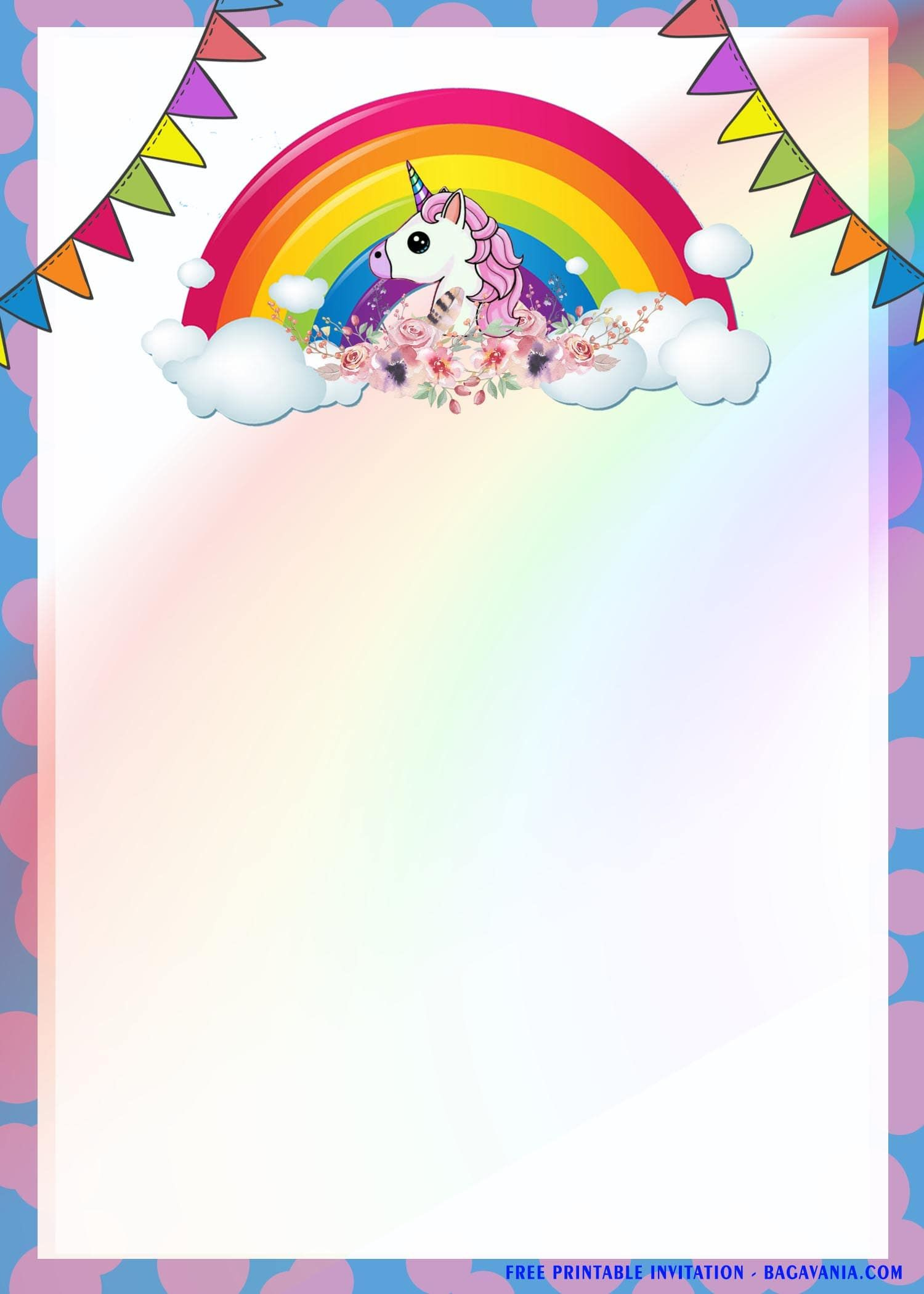 Free Printable) - Rainbow Magical Unicorn Birthday Invitation intended for Free Printable Rainbow Unicorn Invitations