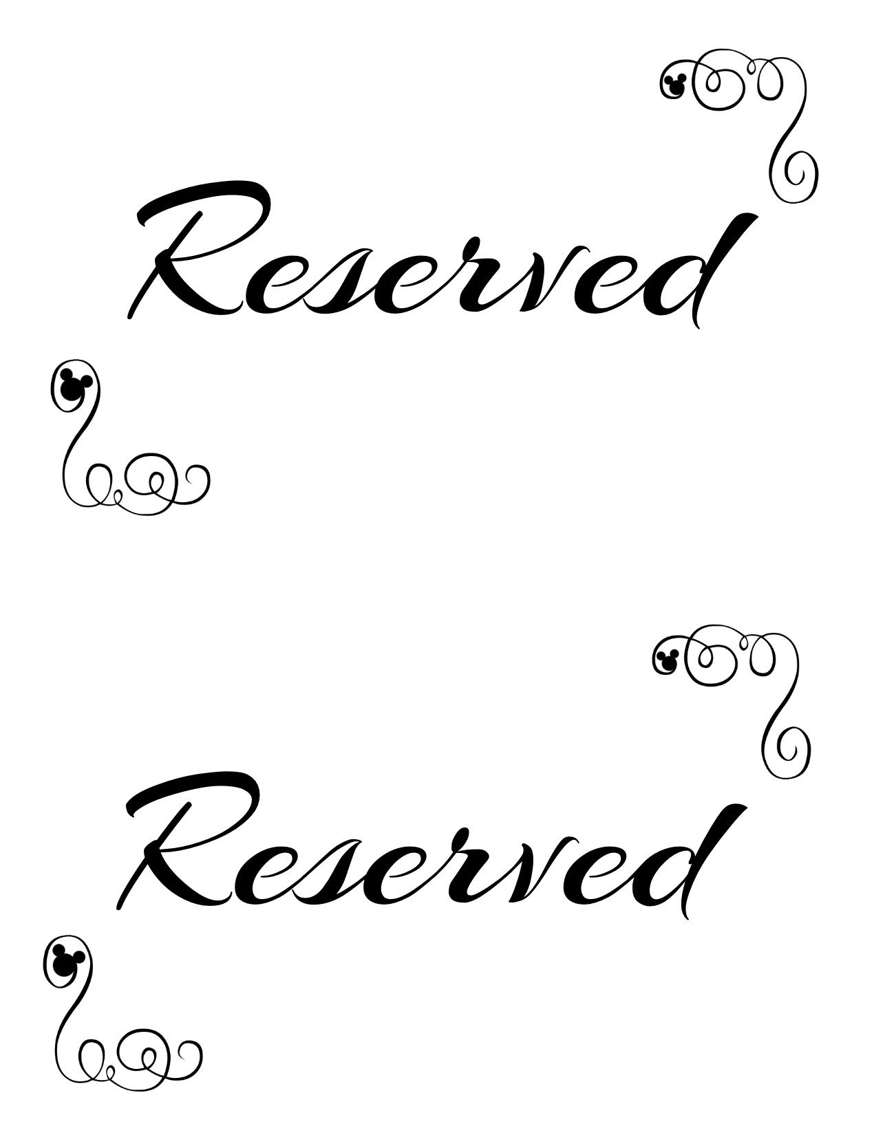 Free Printable Reserved Seating Signs For Your Wedding with regard to Free Printable Reserved Table Signs