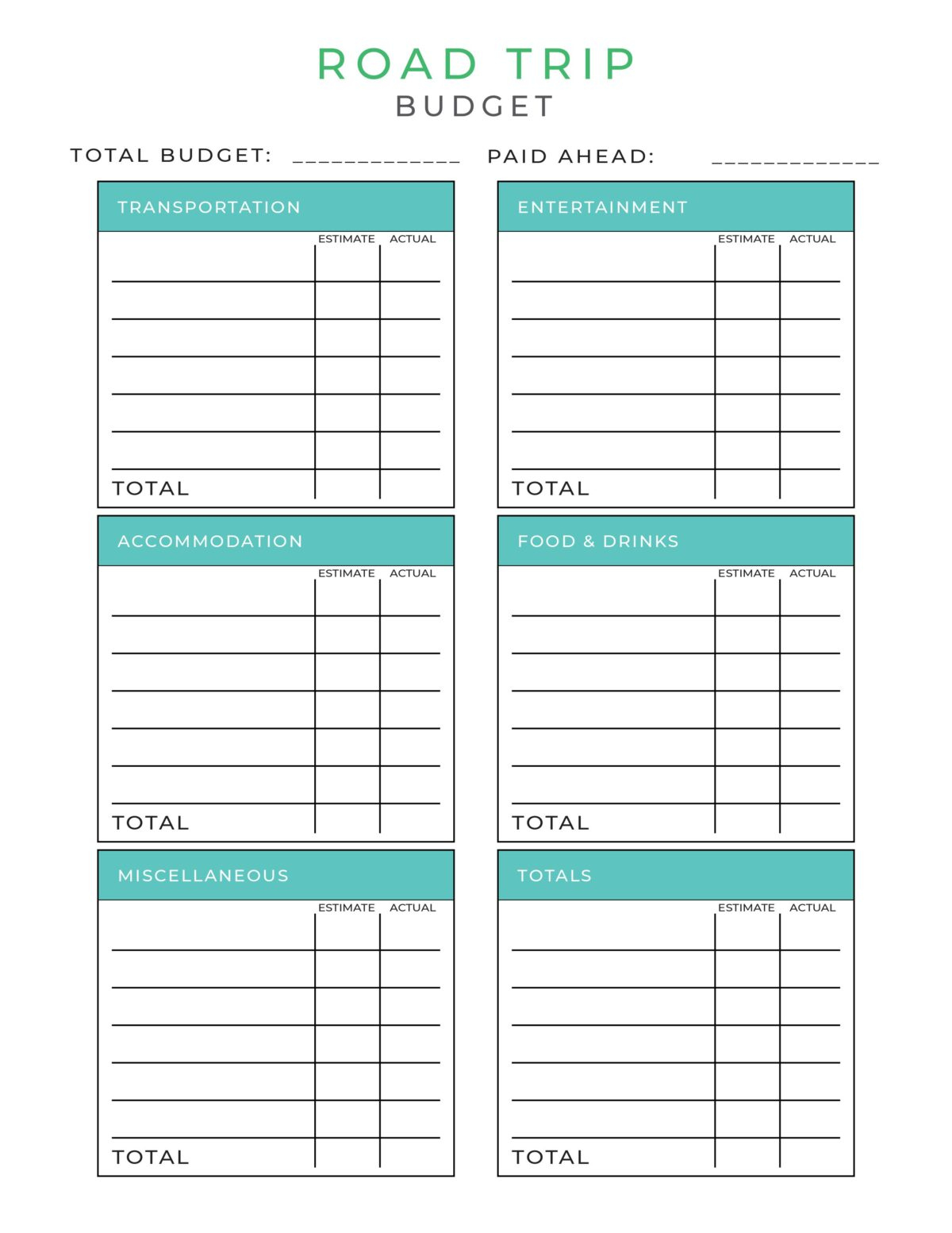 Free Printable Road Trip Planner - Frugal Mom Eh! for Free Printable Road Trip Planner