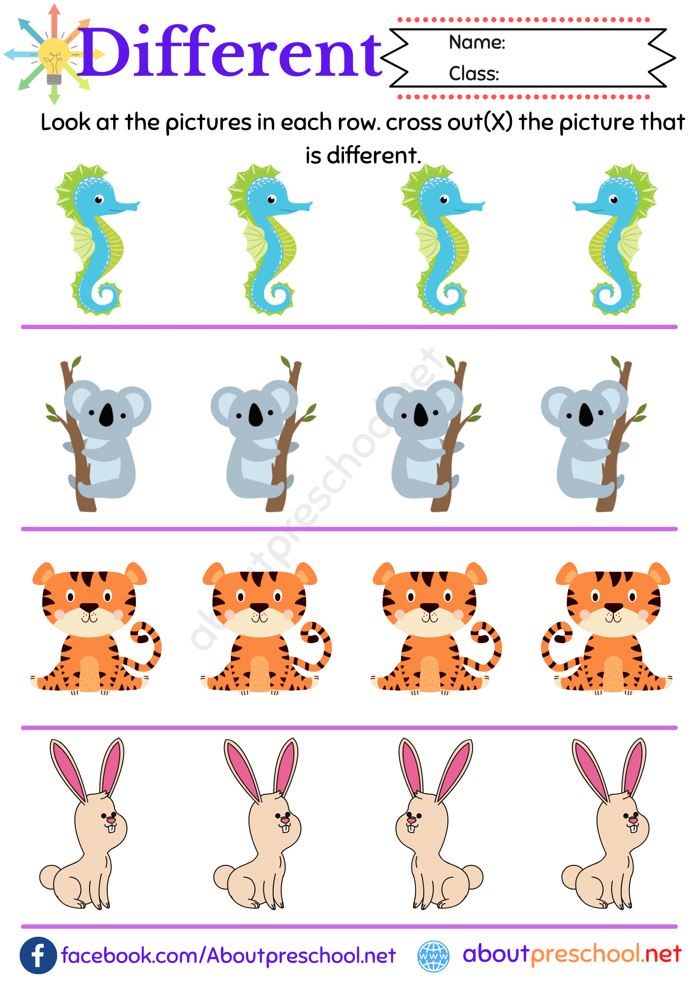 Free Printable Same And Different Worksheets For Kindergarten for Free Printable Same And Different Worksheets