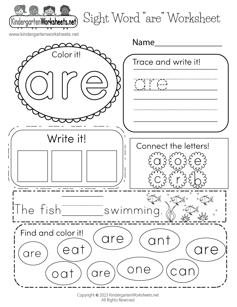 Free Printable Sight Word &amp;quot;Are&amp;quot; Worksheet intended for Free Printable Sight Word Worksheets