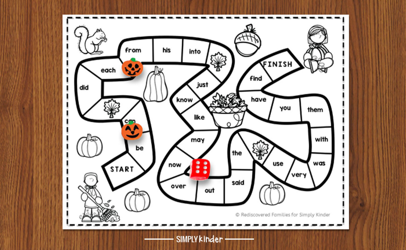 Free Printable Sight Word Game To Make For Fall - Simply Kinder with regard to Free Printable Word Games