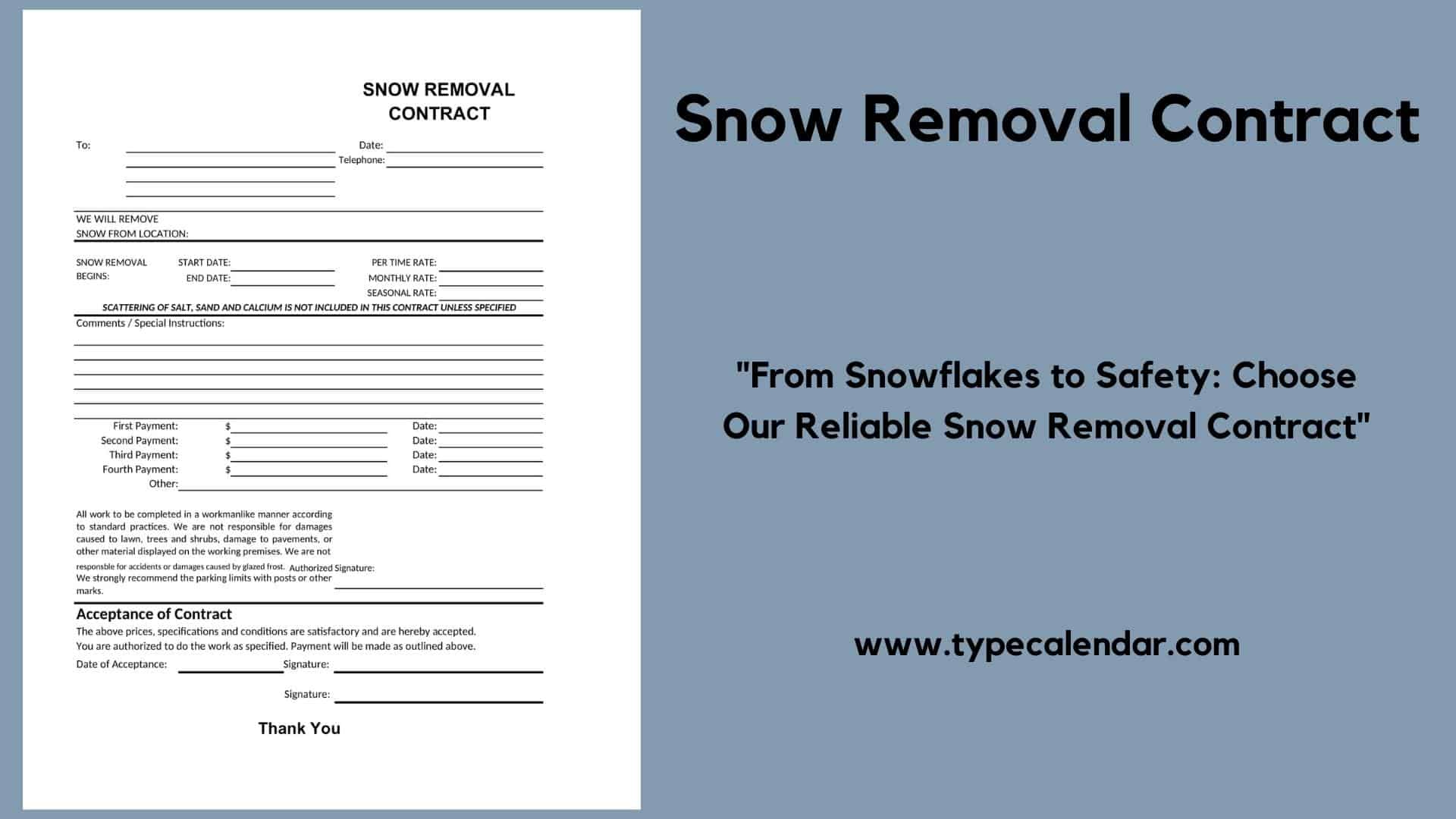 Free Printable Snow Removal Contract Templates [Pdf, Word] in Free Printable Snow Removal Contract