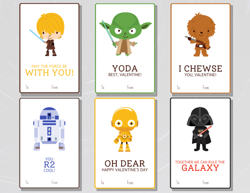 Free Printable Star Wars Valentine Cards | Baking You Happier in Star Wars Printable Cards Free