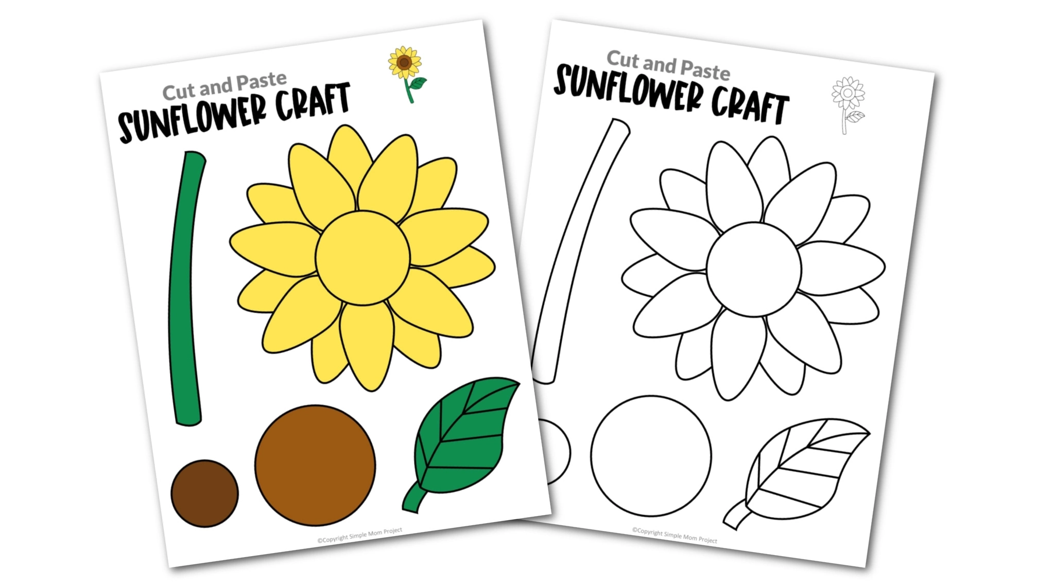 Free Printable Sunflower Craft Template – Simple Mom Project in Free Printable Sunflower Template