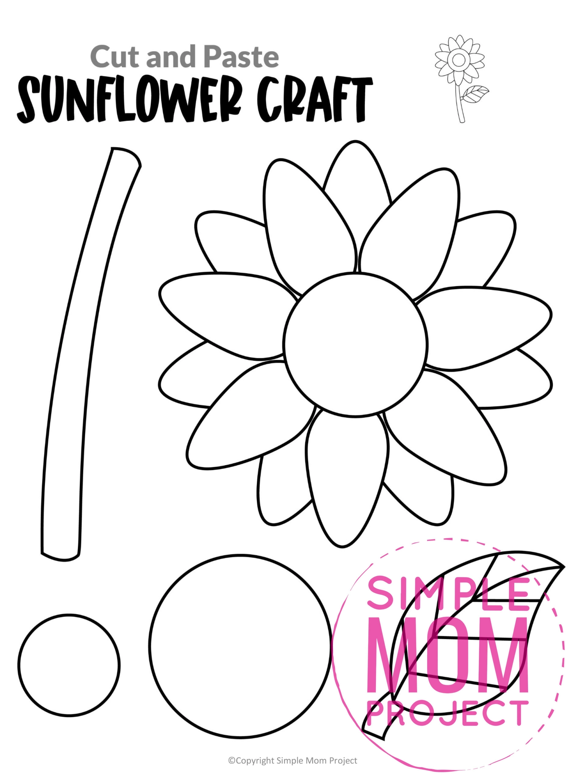 Free Printable Sunflower Craft Template – Simple Mom Project regarding Free Printable Sunflower Template