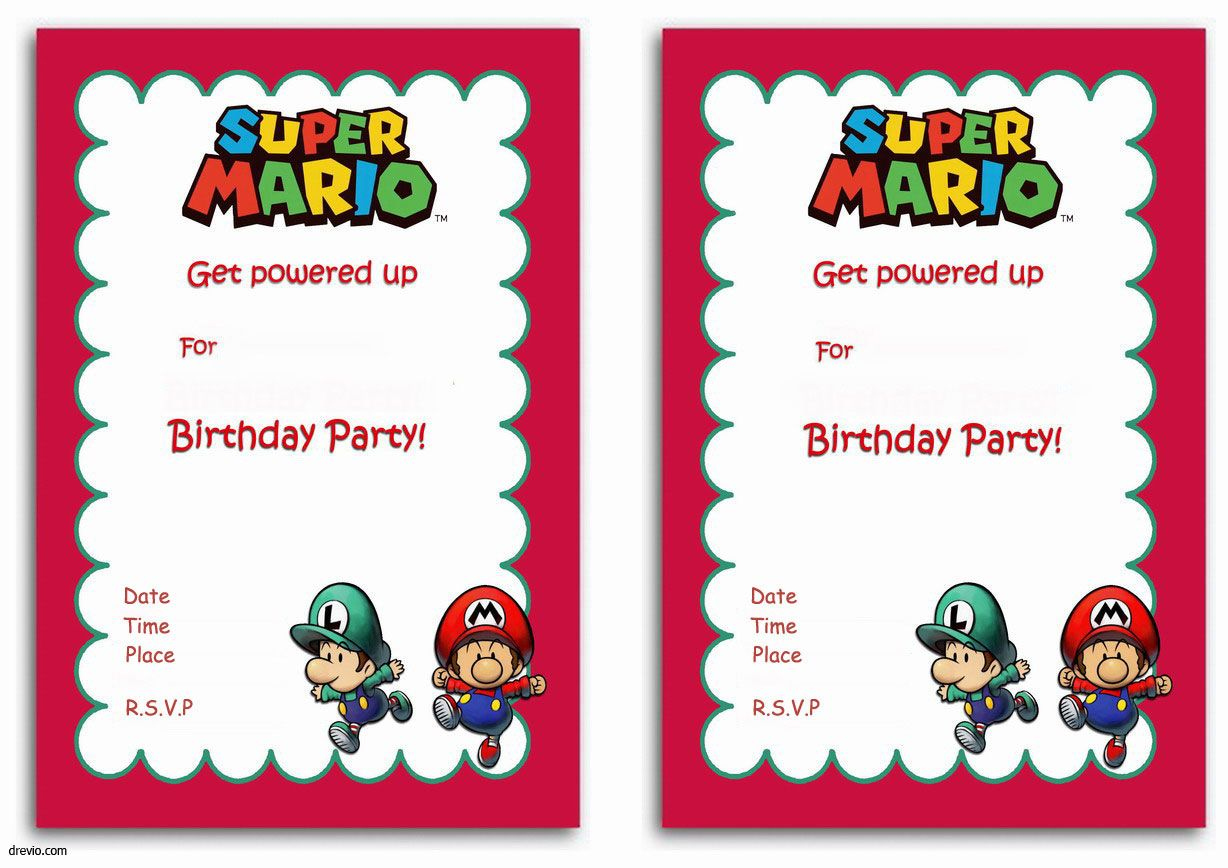 Free Printable Super Mario Bros Invitation Template with Free Printable Super Mario Bros Invitations