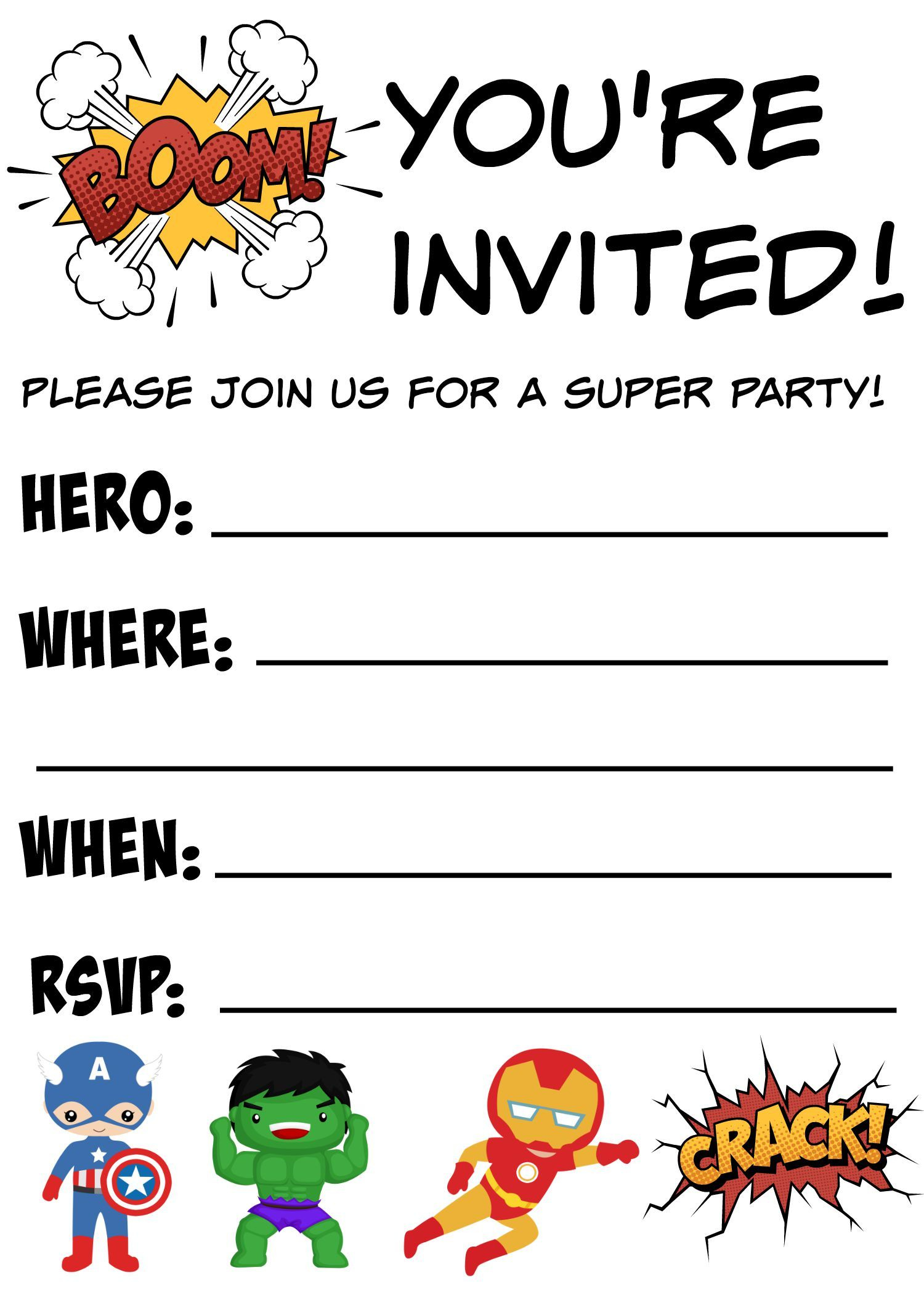 Free Printable Superhero Birthday Invitations | Superhero Birthday in Free Printable Superhero Birthday Invitation Templates