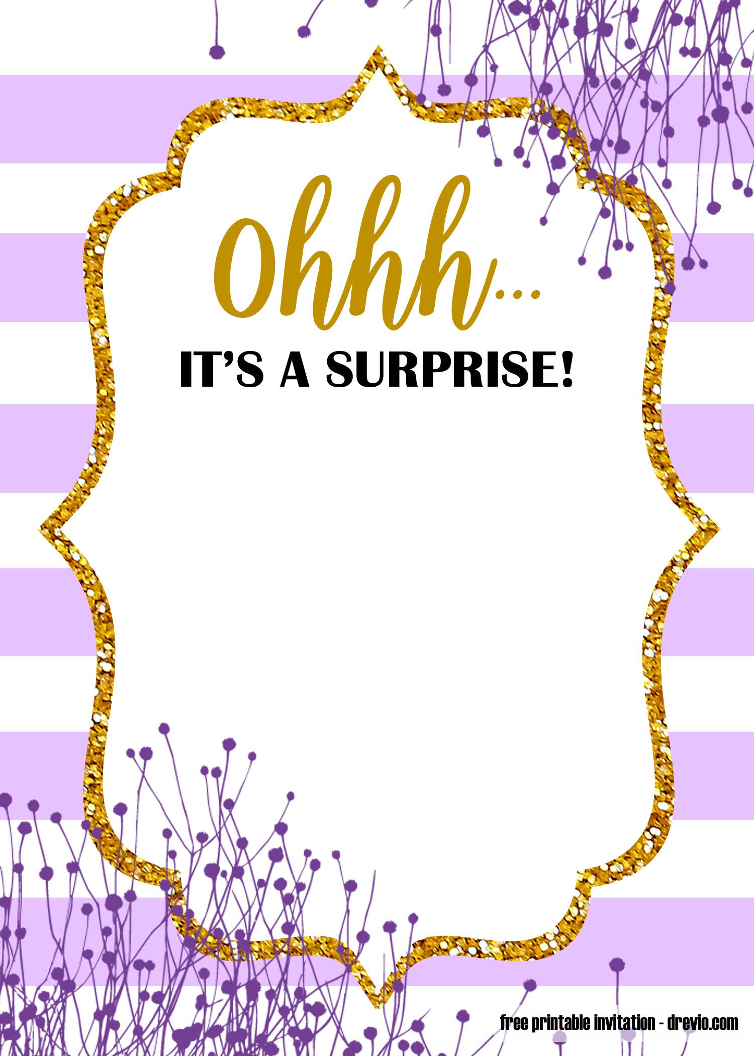 Free Printable Surprise Glitter Gold Invitation Templates | Free regarding Free Printable Surprise Party Invitation Templates