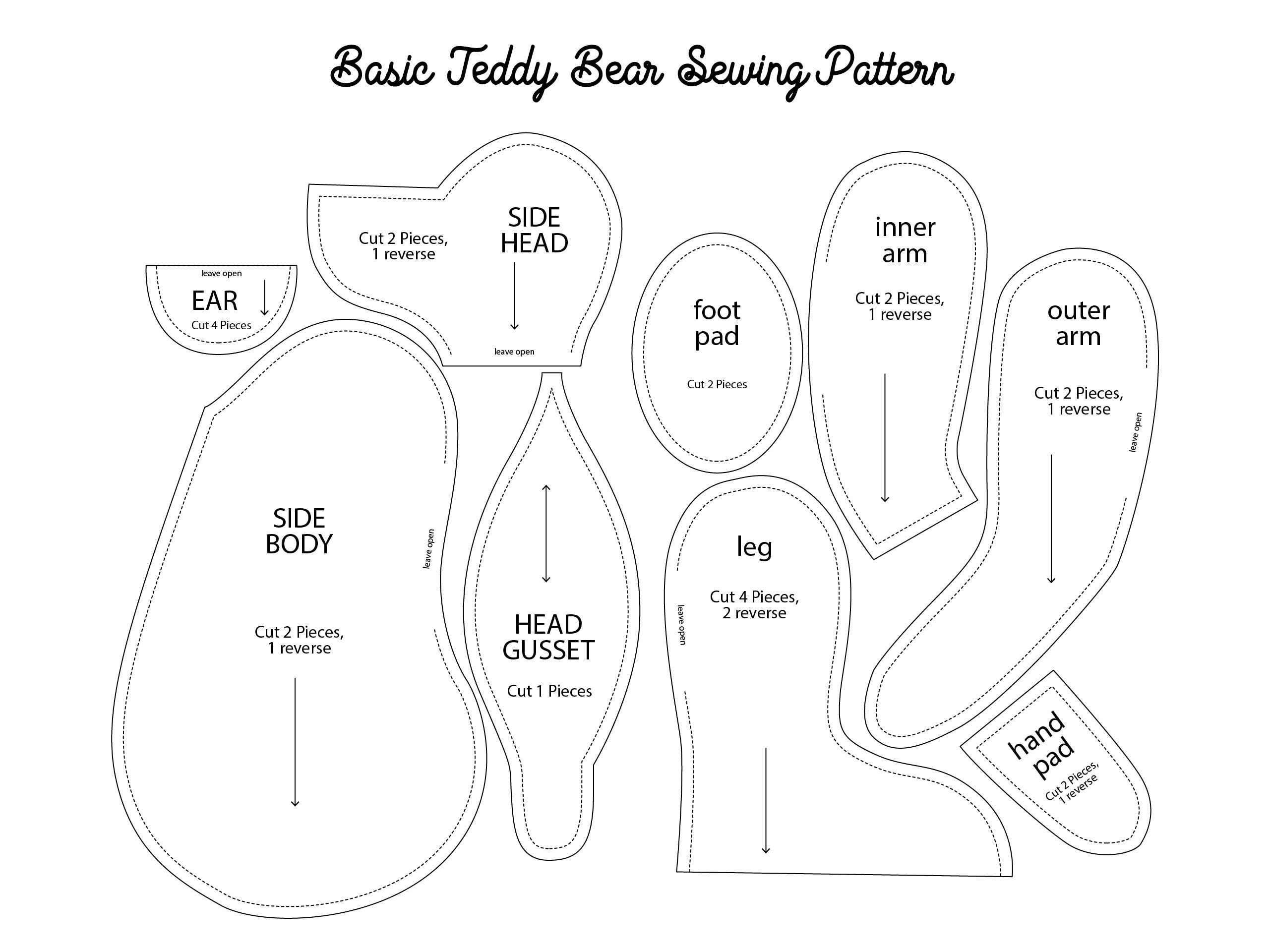 Free Printable Teddy Bear Sewing Pattern regarding Free Printable Teddy Bear Clothes Patterns