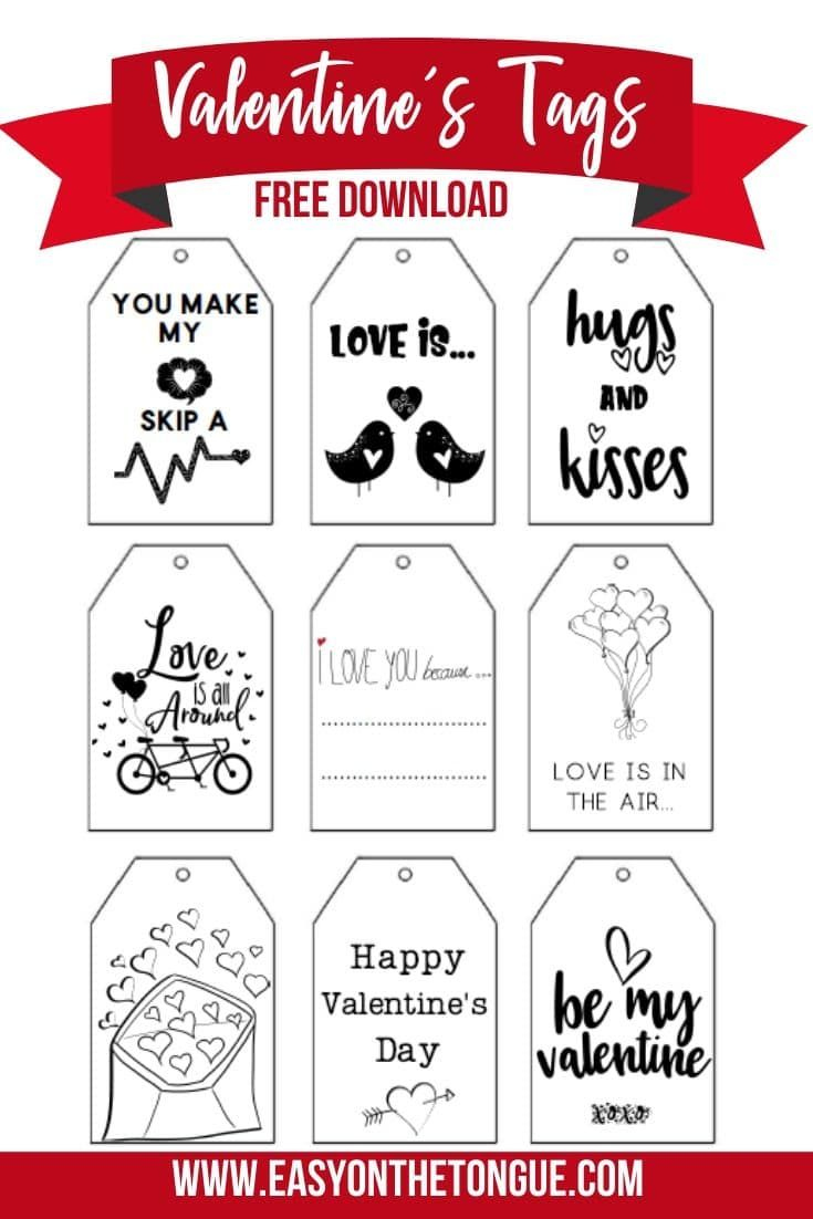 Free Printable Valentines Gift Tags in Free Printable Valentines Day Tags