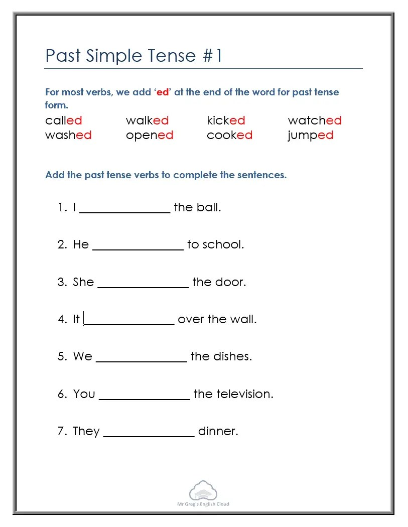 Free Printable: Verb Tense Worksheet (Grades K-2) - We Are intended for Free Printable Past Tense Verbs Worksheets