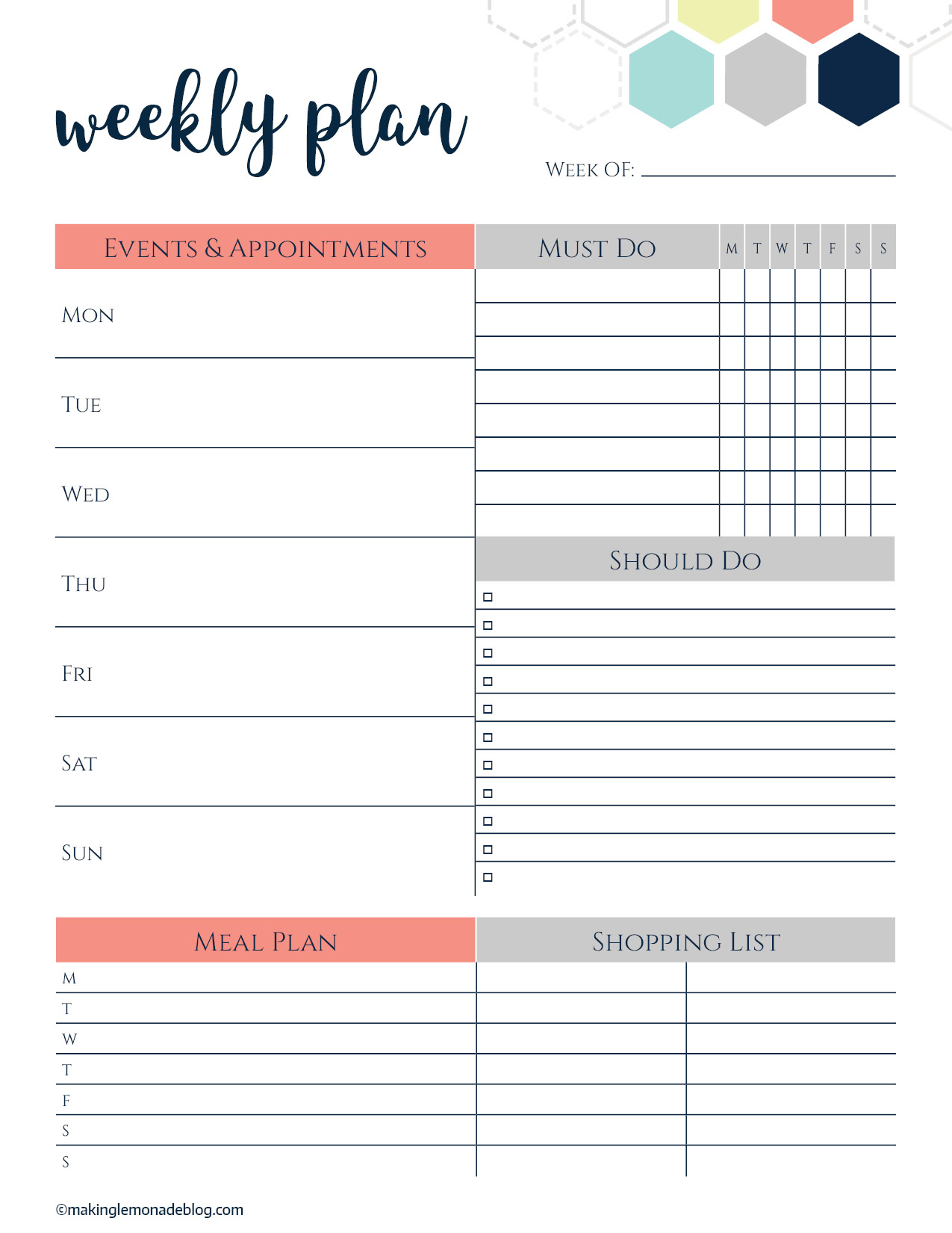 Free Printable Weekly Planner throughout Planner Printable Free