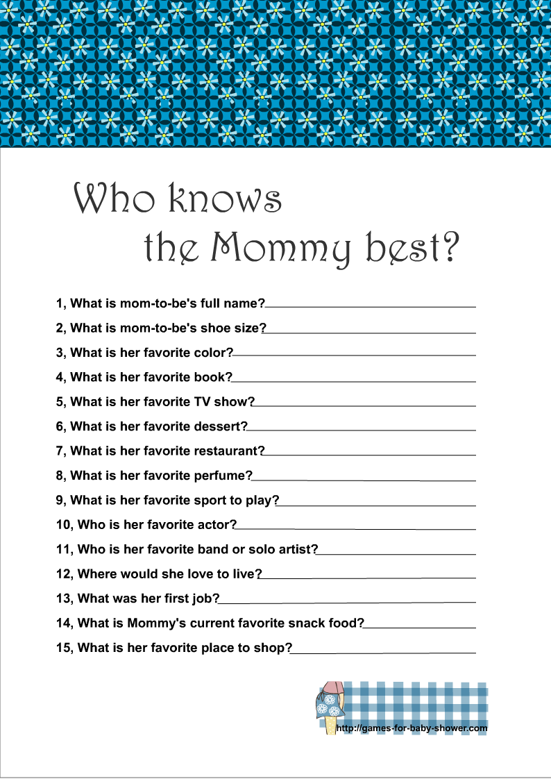 Free Printable Who Know The Mommy Best? Baby Shower Game regarding Who Knows Mommy And Daddy Best Free Printable