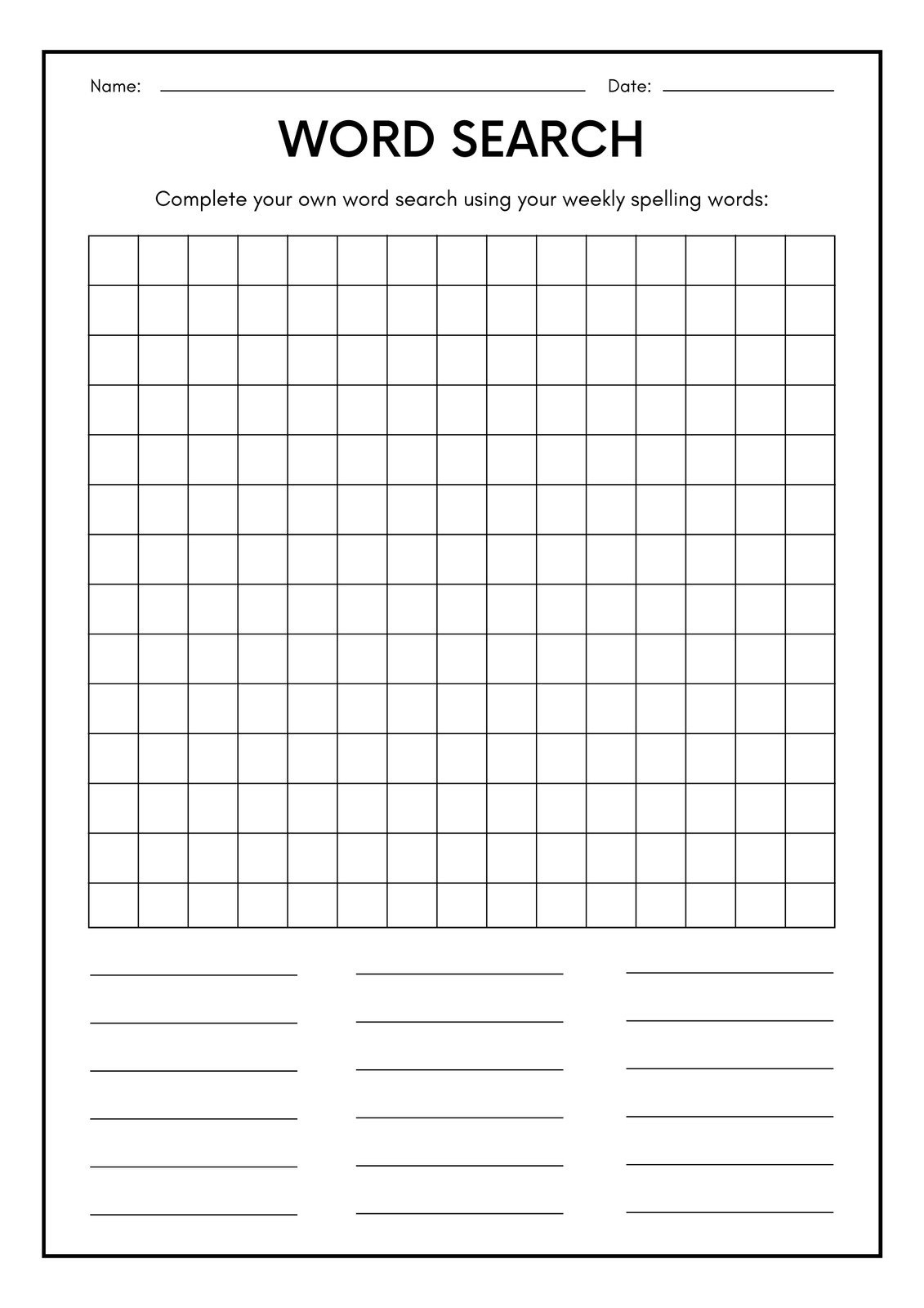 Free Printable Word Search Worksheet Templates | Canva throughout Free Printable Make Your Own Word Search