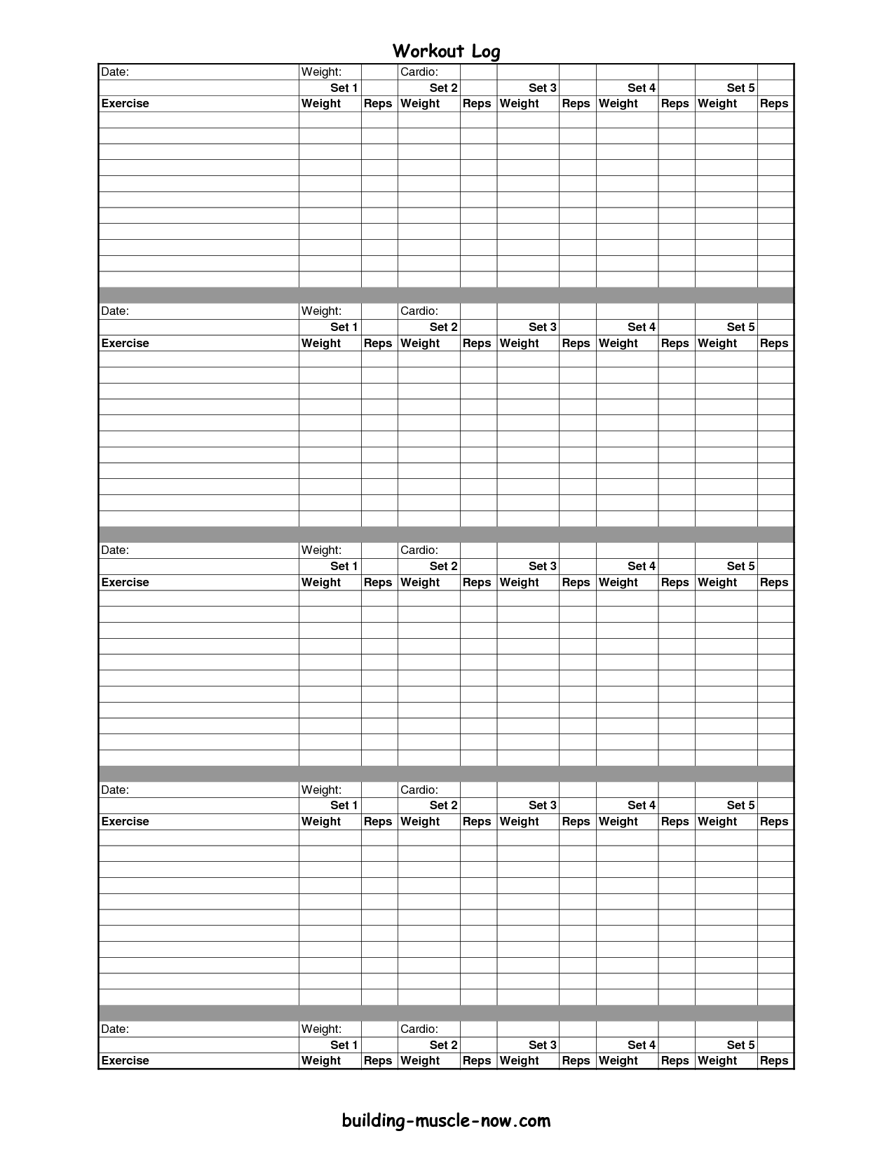 Free Printable Workout Log | Workout Template, Workout Log with Free Printable Workout Log Template