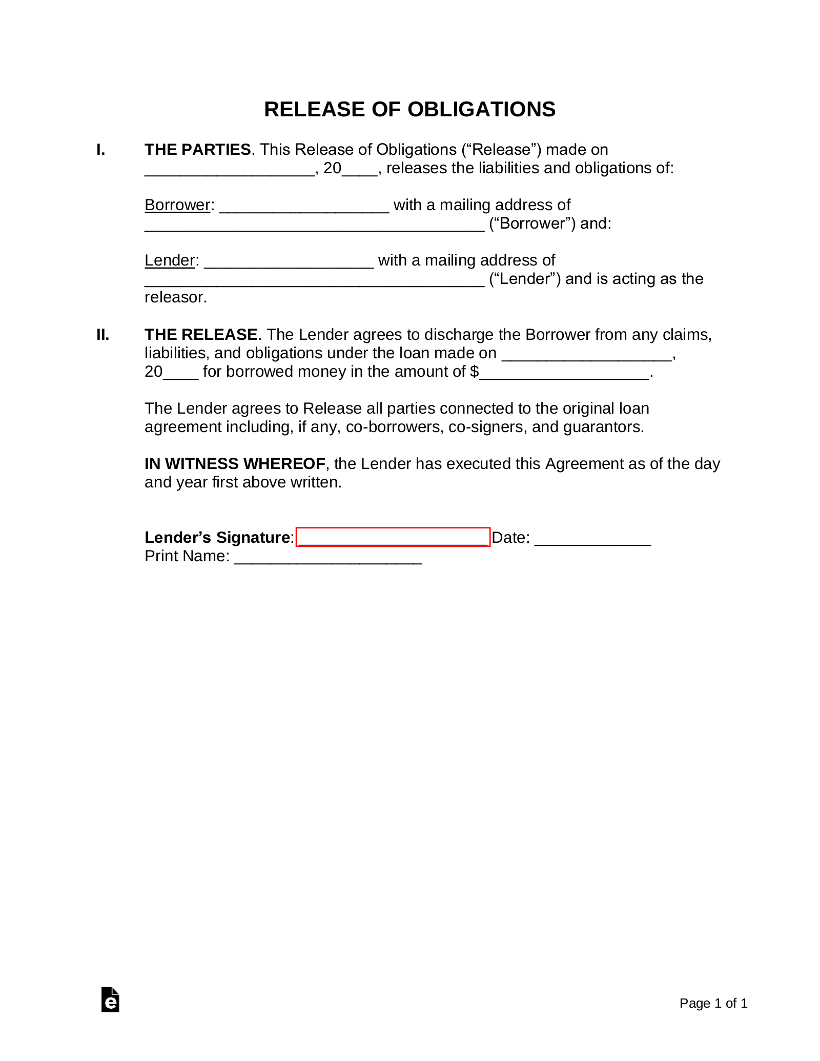 Free Promissory Note (Loan) Release Form - Pdf | Word – Eforms with Free Printable Promissory Note for Personal Loan