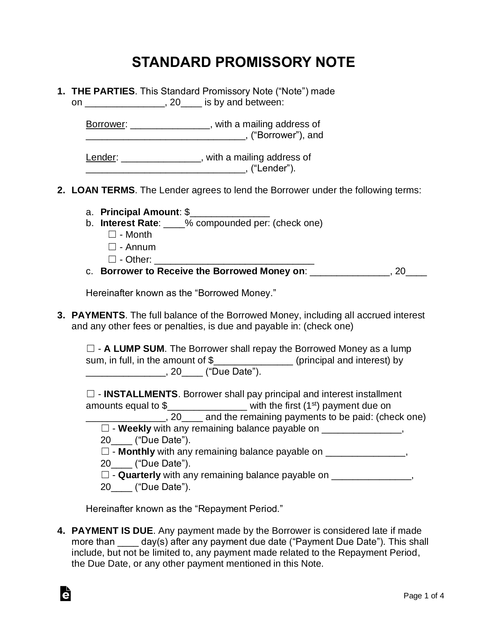 Free Promissory Note Templates - Pdf | Word – Eforms in Free Promissory Note Printable Form