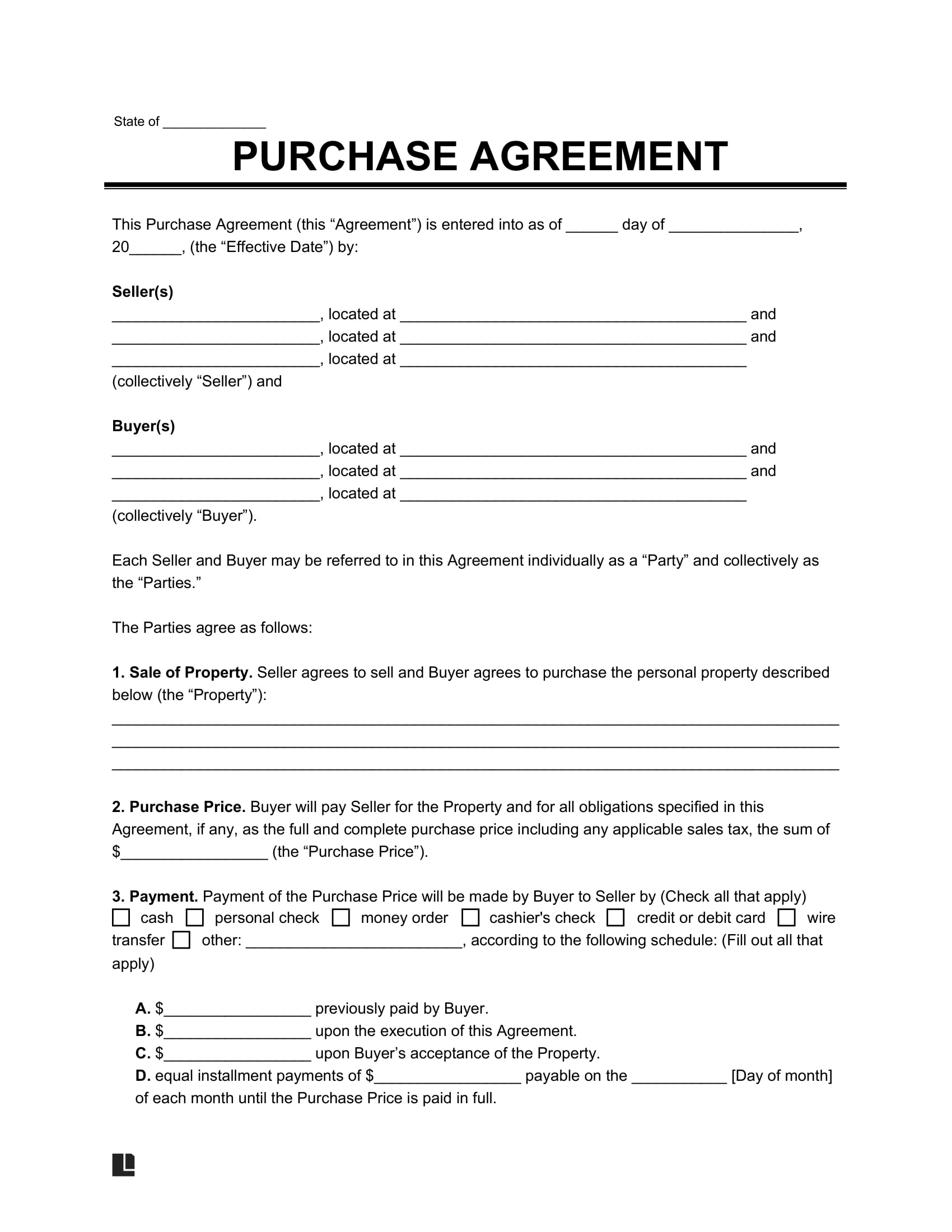 Free Purchase And Sale Agreement | Pdf &amp;amp; Word with regard to Free Printable Purchase Agreement Template