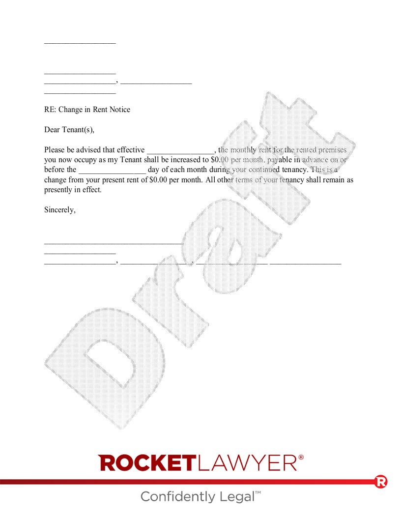 Free Rent Increase Letter Template &amp;amp; Faqs - Rocket Lawyer for Free Printable Rent Increase Letter