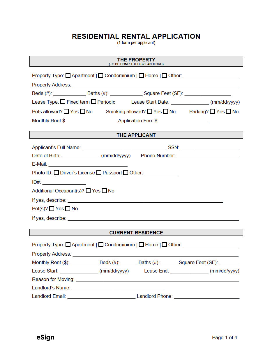 Free Rental Application Form | Pdf | Word intended for Free Printable Rental Application