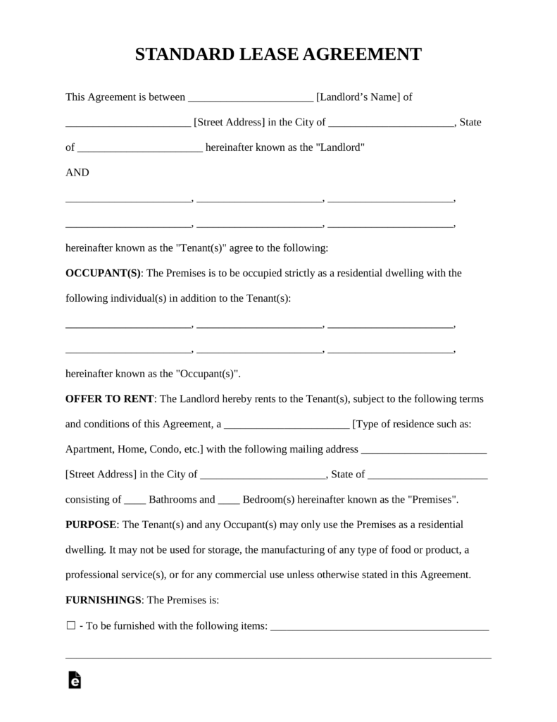 Free Rental Lease Agreement Templates - Residential &amp;amp; Commercial in Free Printable Rental Agreement