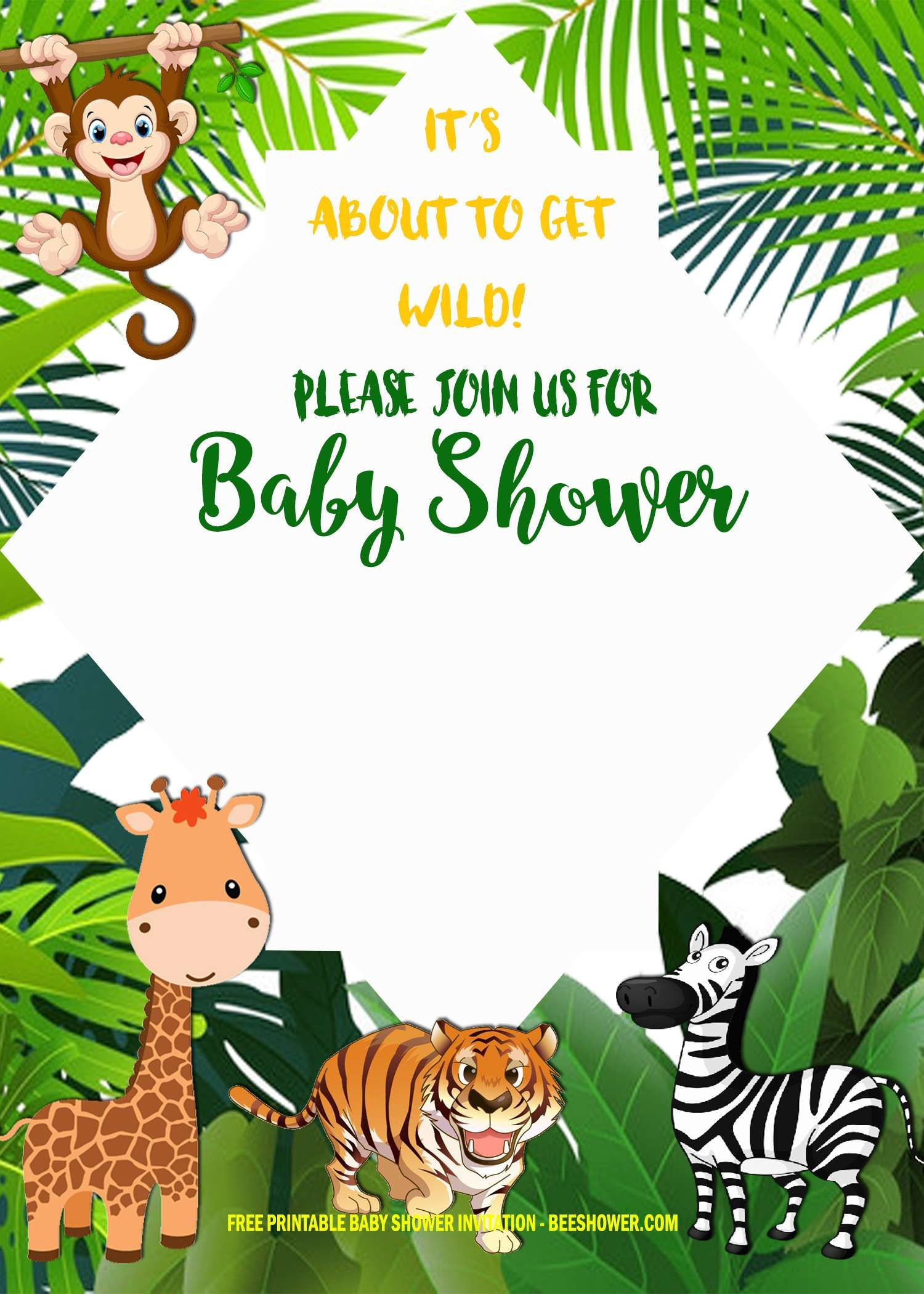 Free Safari Baby Shower Invitation Templates | Safari Baby Shower with Free Printable Zebra Baby Shower Invitations