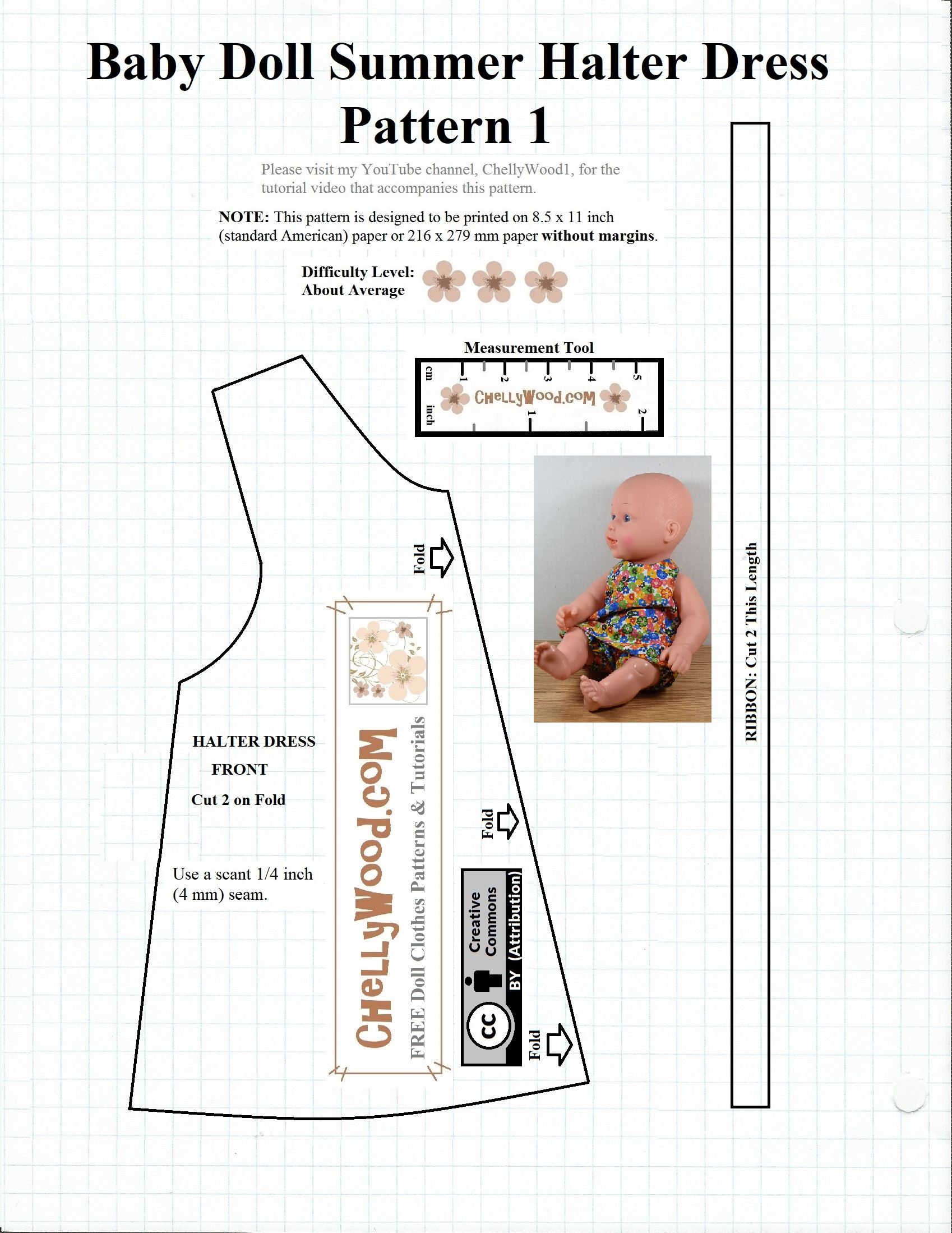 Free #Sewing Pattern For Baby #Dolls @ Chellywood #Crafts regarding Free Printable Patterns For Sewing Doll Clothes