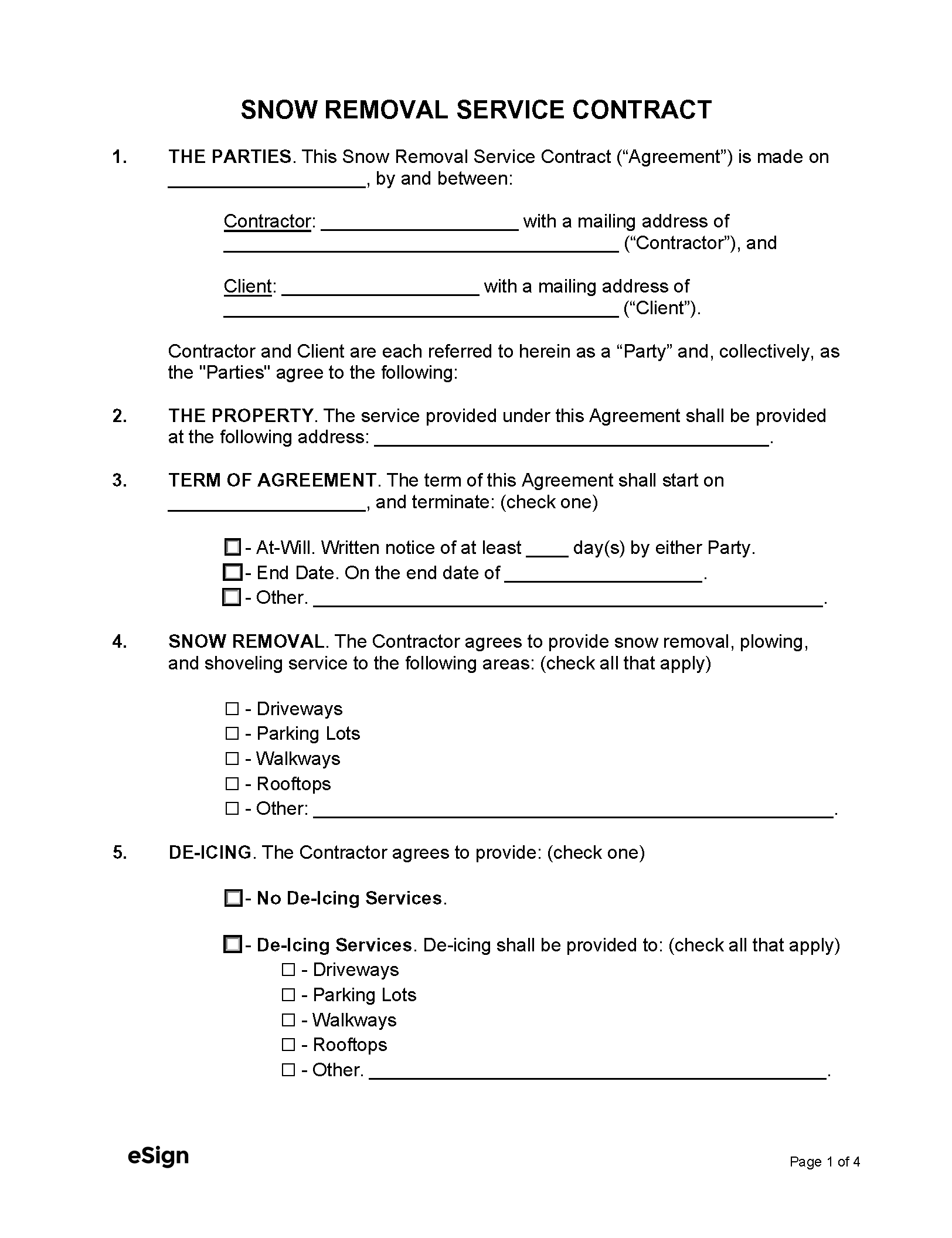 Free Snow Removal Contract Template | Pdf | Word in Free Printable Snow Removal Contract