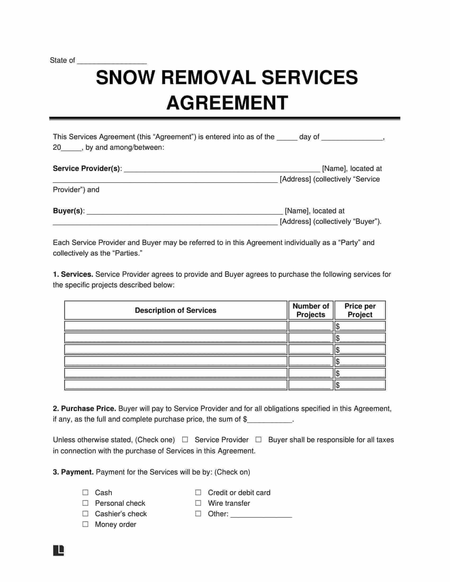 Free Snow Removal Contract Template - Pdf &amp;amp; Word throughout Free Printable Snow Removal Contract