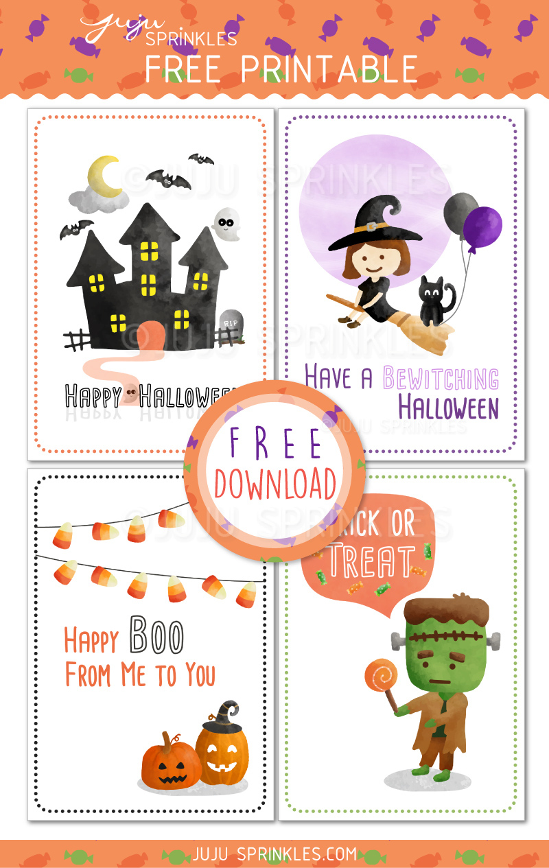 Free Spook-Tacular Halloween Cards - Juju Sprinkles within Free Printable Halloween Cards