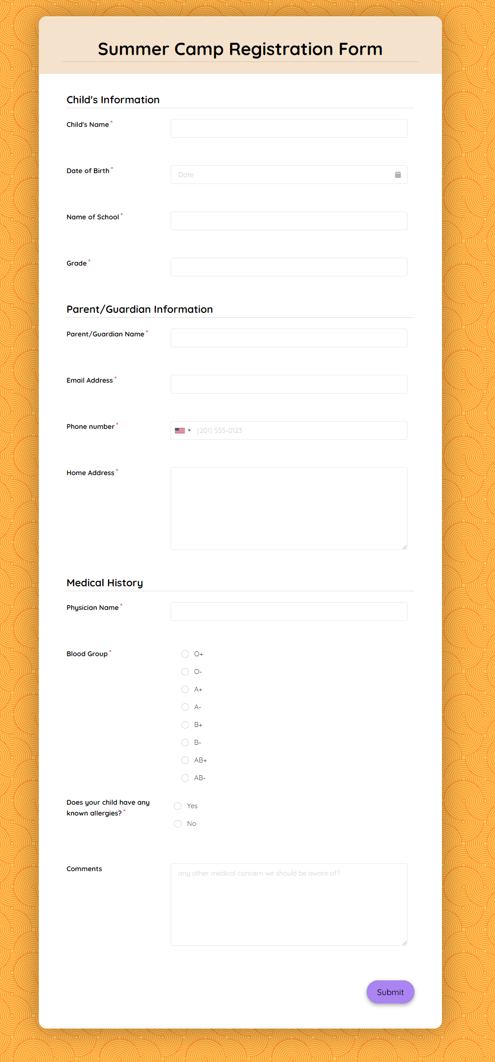 Free Summer Camp Registration Form Template | Formplus with regard to Free Printable Summer Camp Registration Forms