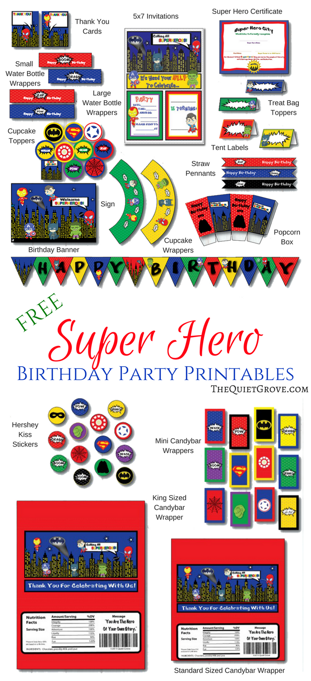 Free Super Hero Birthday Party Printables! ⋆ The Quiet Grove regarding Free Superhero Party Printables