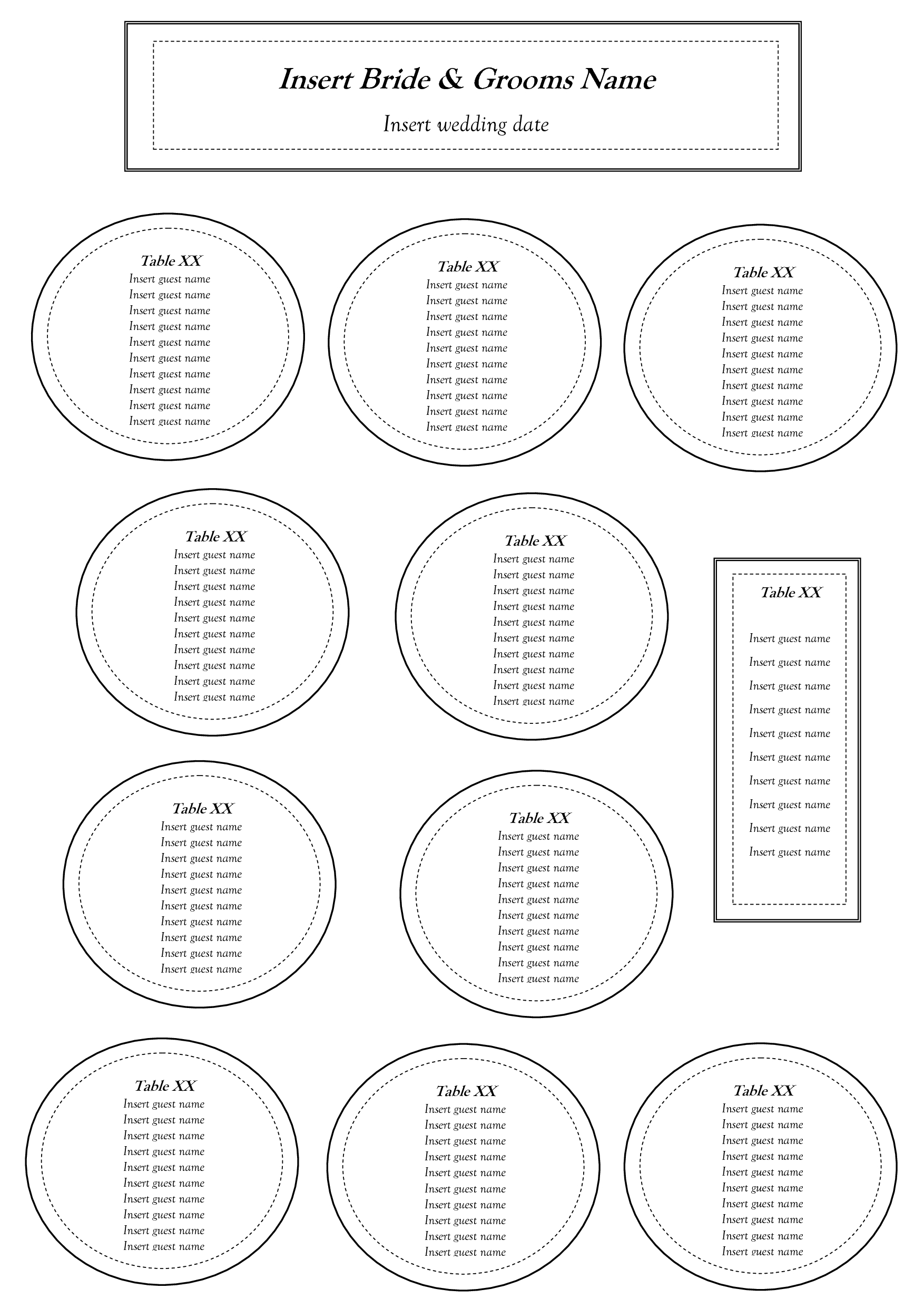 Free Table Seating Chart Template Seating Charts In Table With pertaining to Free Printable Wedding Seating Plan